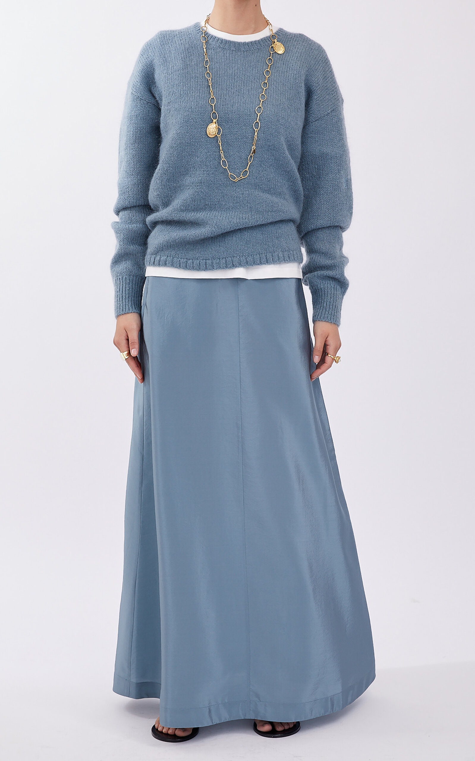 Pleated Maxi Skirt blue - 3