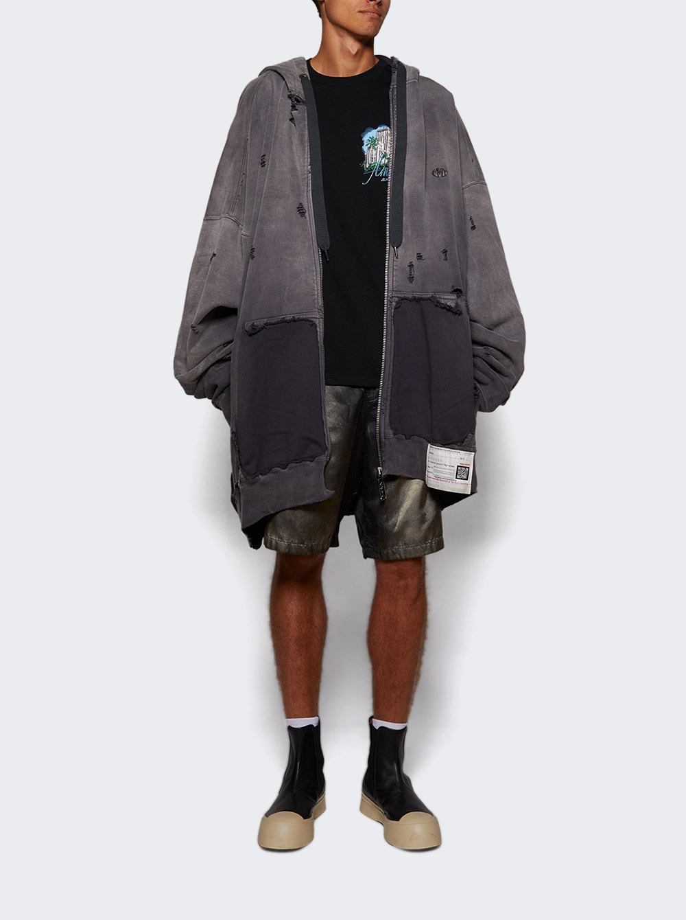 Aged Satin Shorts Black - 5