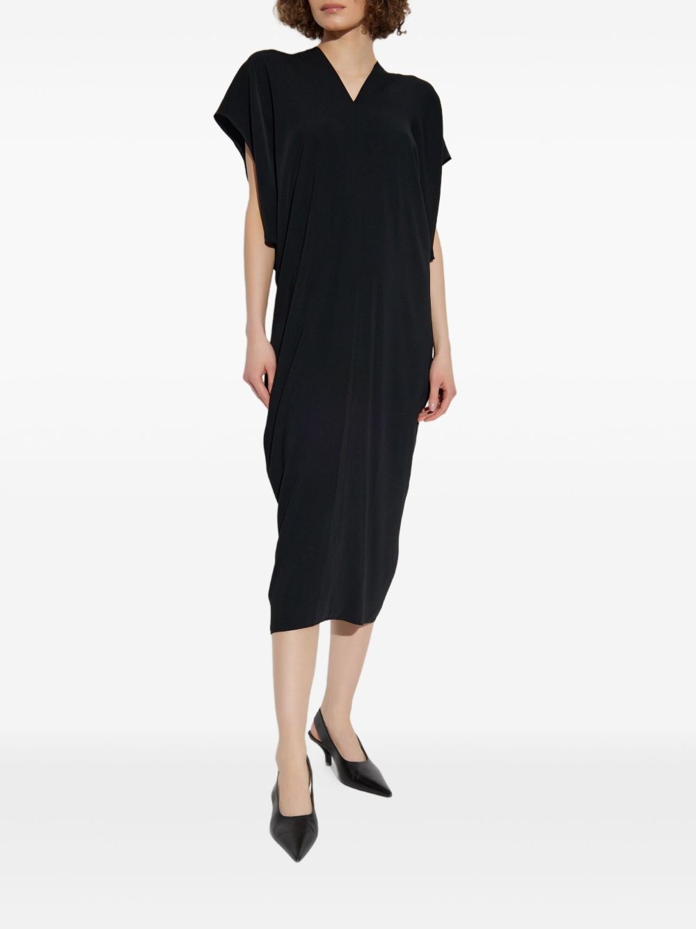 draped short-sleeve dress - 3