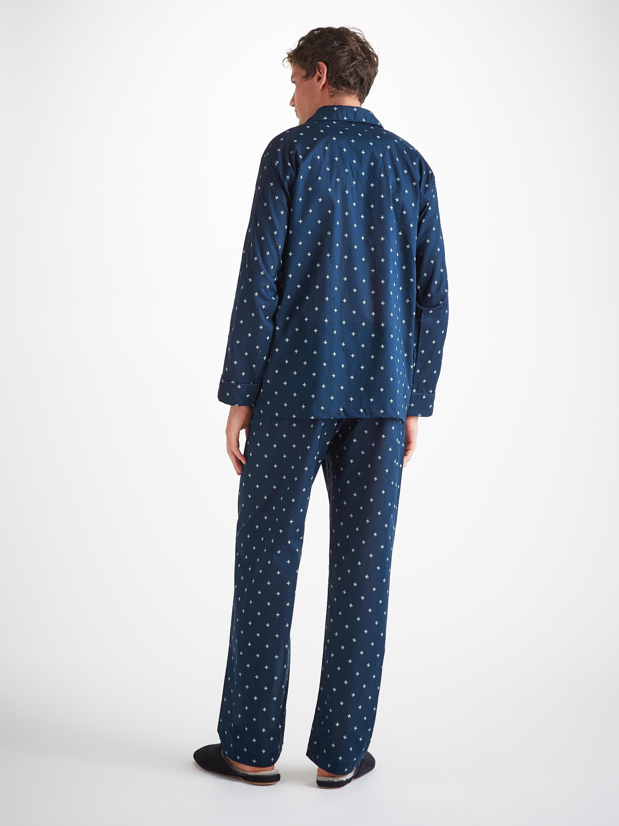 Men's Classic Fit Pajamas Nelson 102 Cotton Batiste Navy - 4