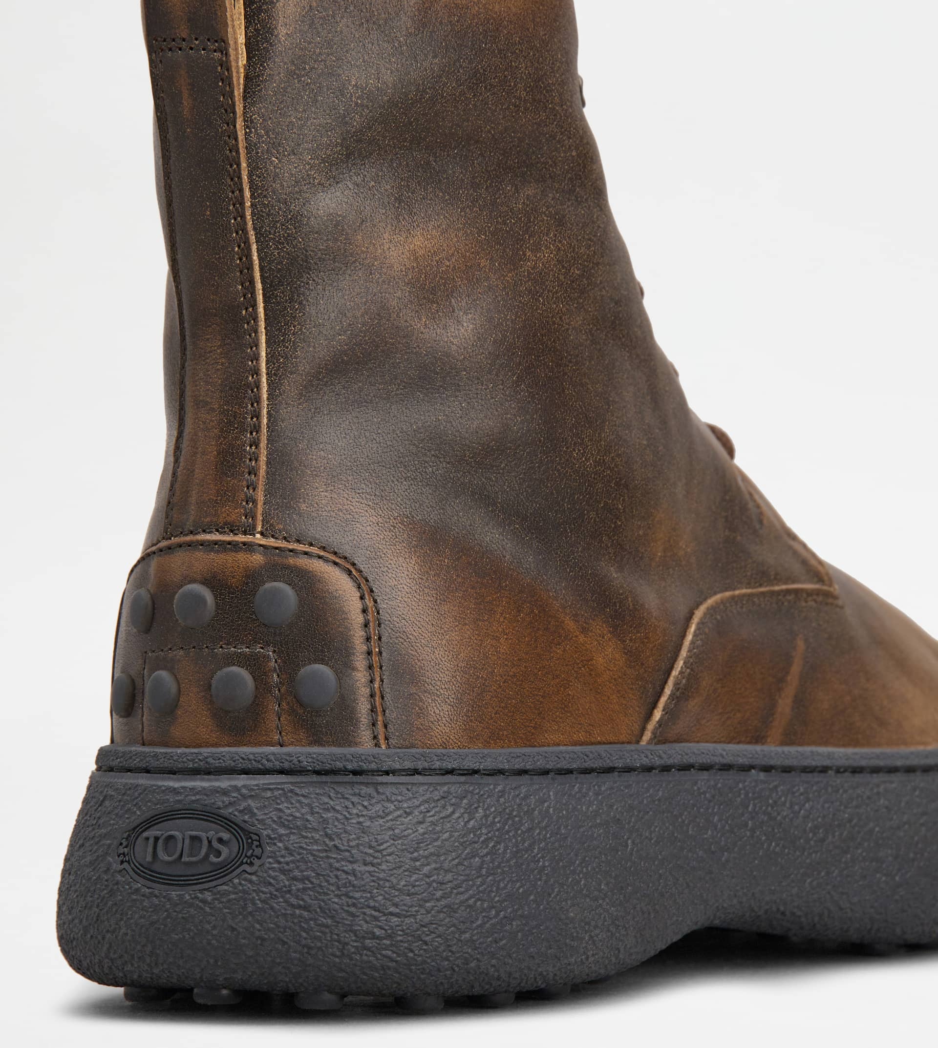 TOD'S W. G. LACE-UP ANKLE BOOTS IN LEATHER - BROWN - 6