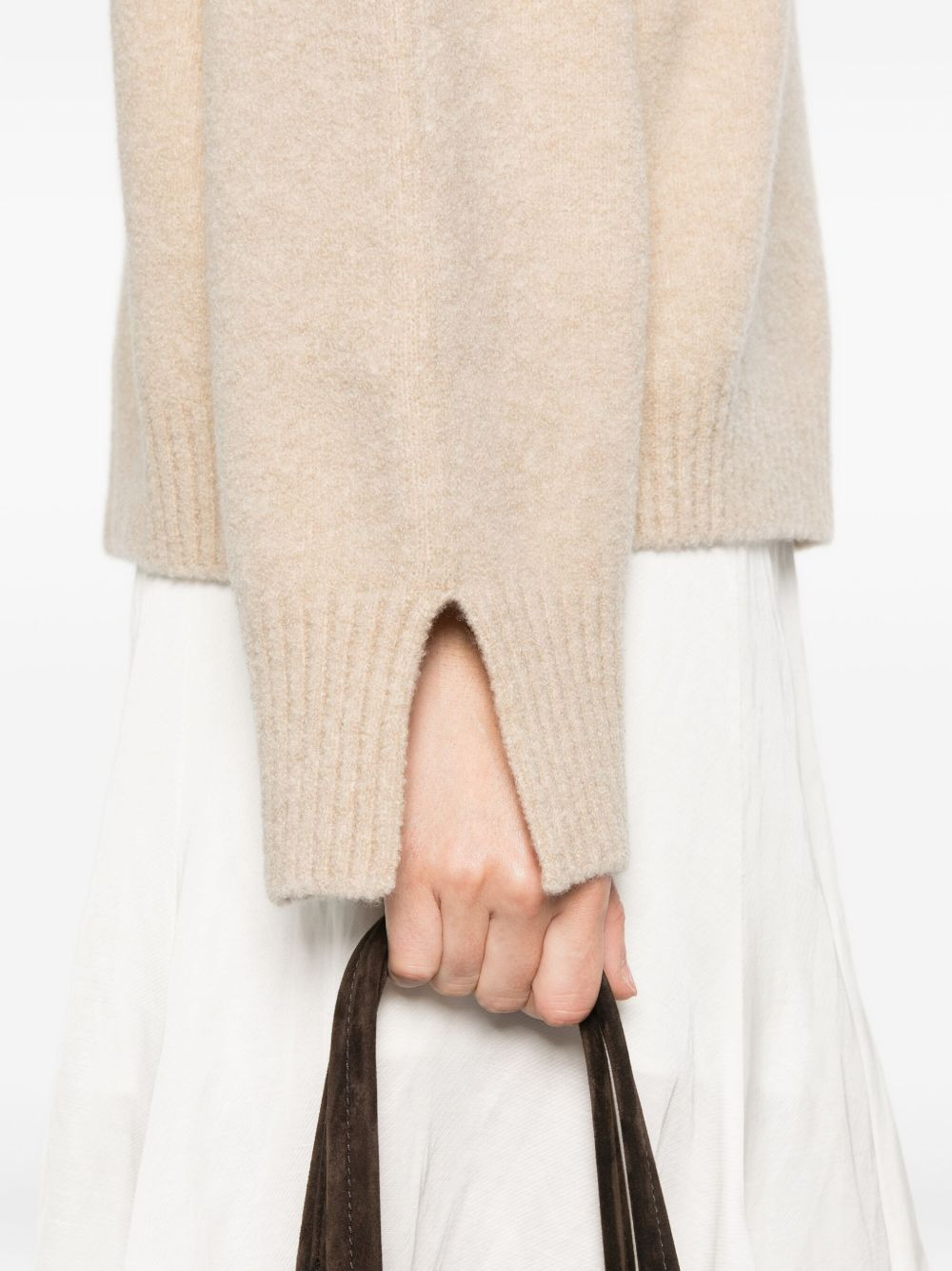 high-neck split-cuff sweater - 5