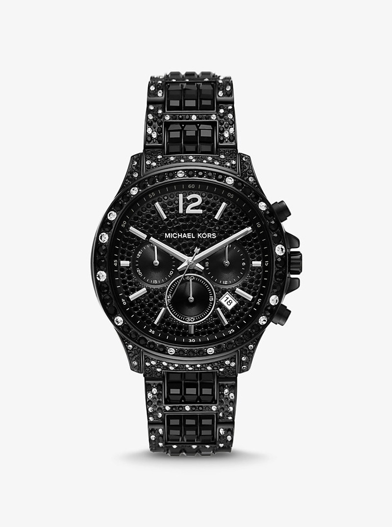 Limited-Edition Oversized Sage Pavé Black-Tone Watch 1