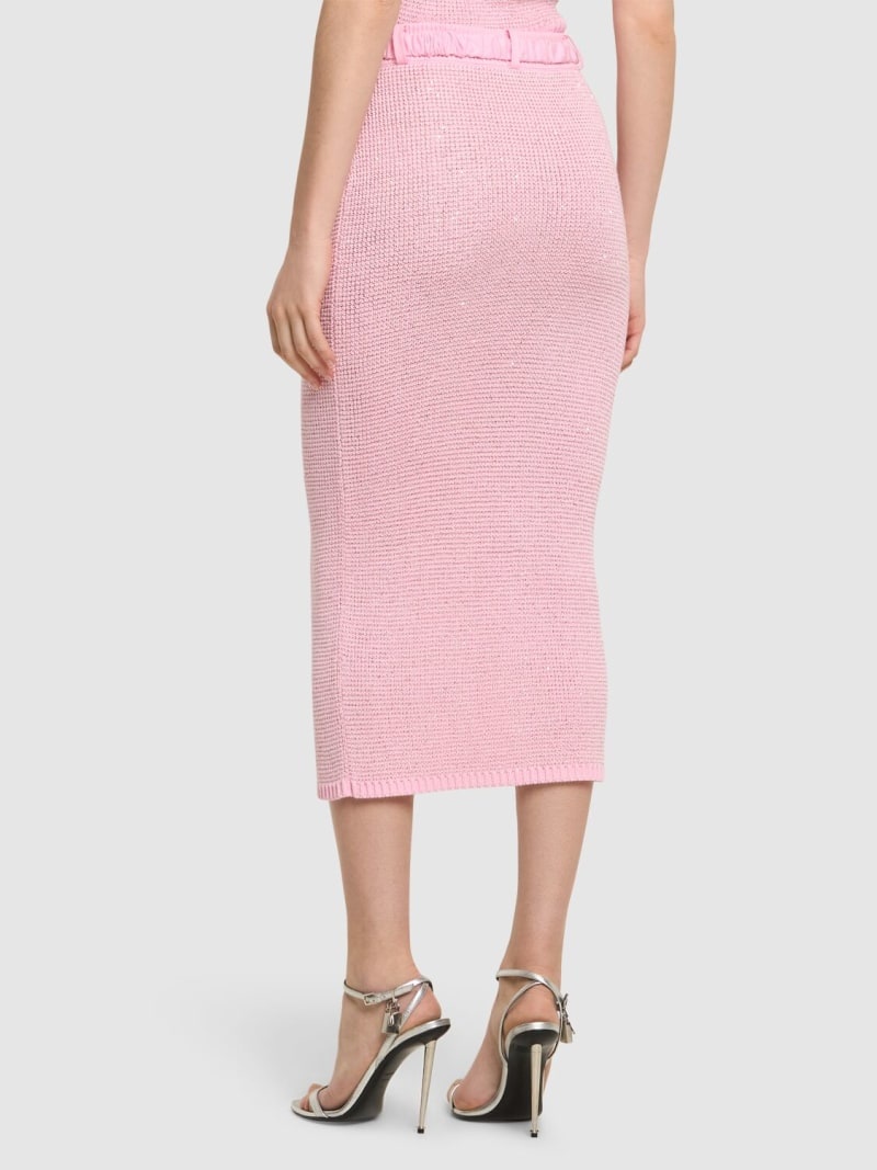 Sequined cotton blend knit midi skirt - 3
