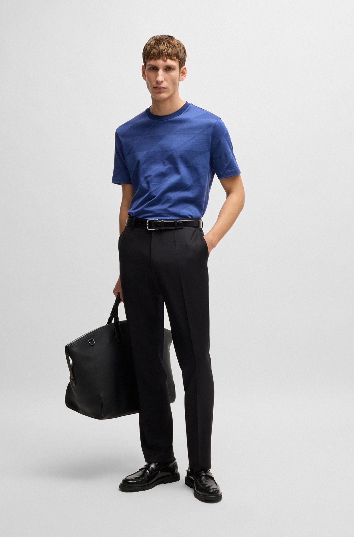 MERCERIZED-COTTON T-SHIRT WITH TWO-TONE JACQUARD - 4
