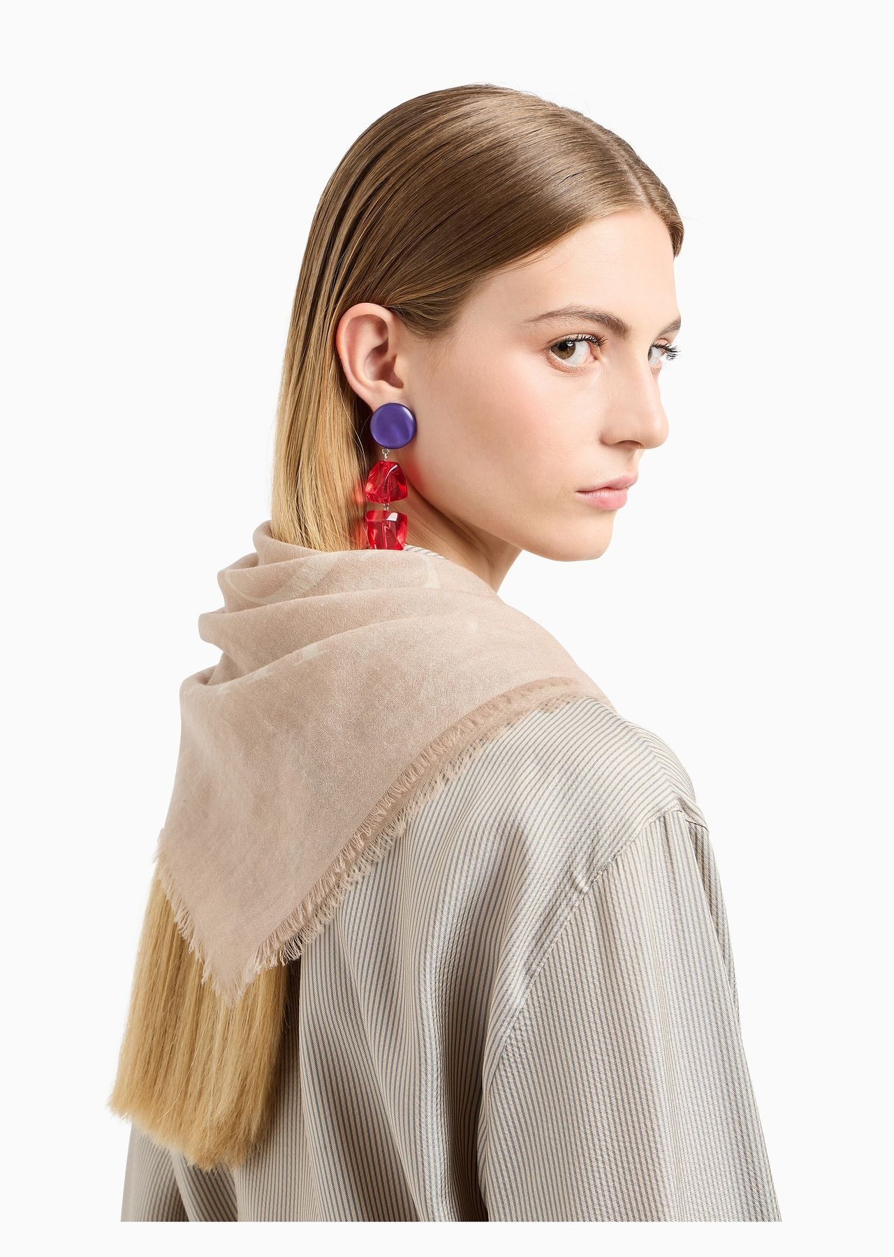 Pure cashmere foulard with Icon logo print - 3