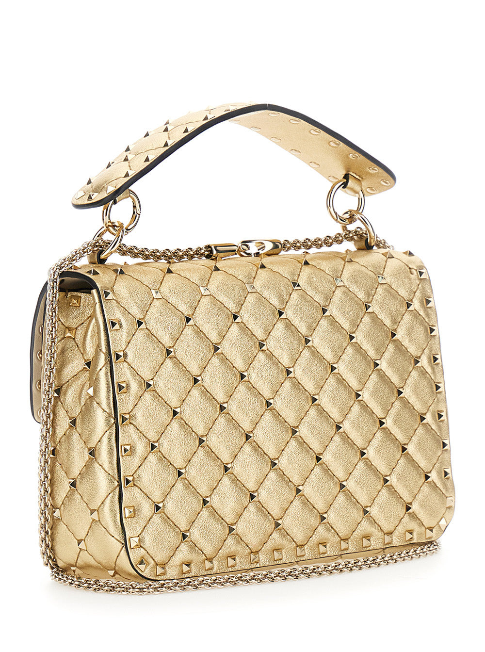 Valentino Garavani Women 'Rockstud Spike' Metallic Medium Crossbody Bag With Chain-Link Shoulder Str - 3