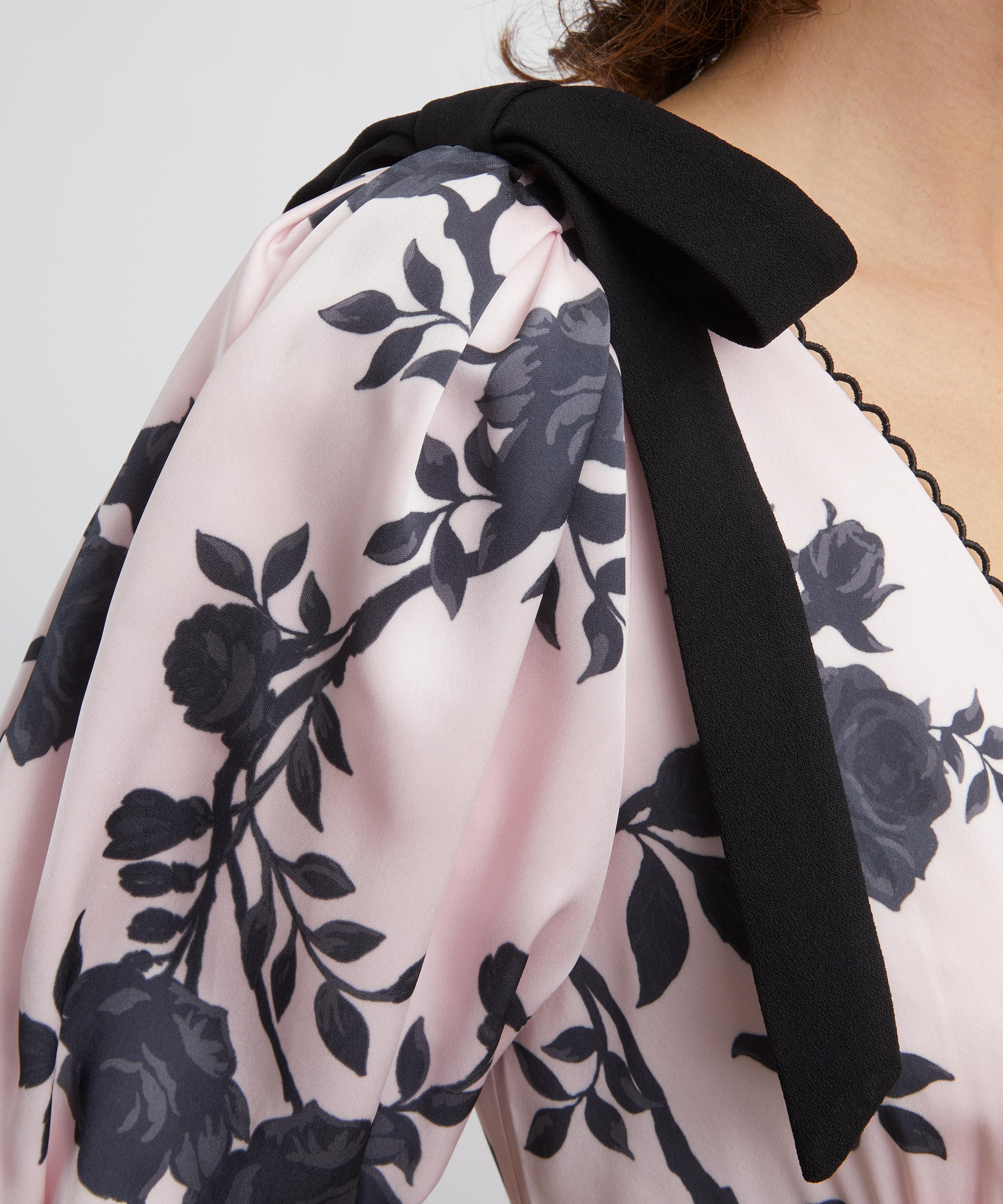 Satin Floral Midi Dress - 5