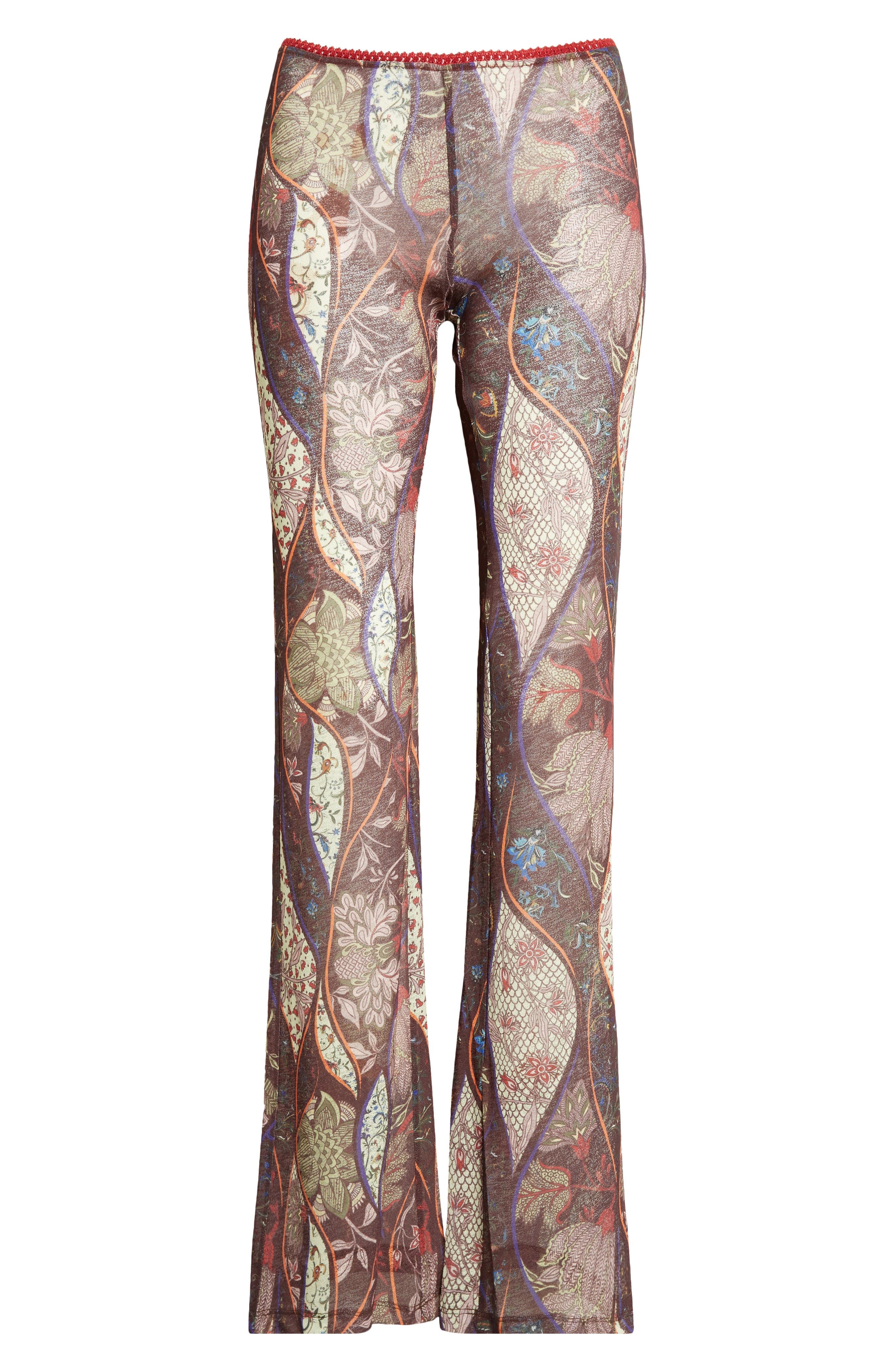 Siedrés Flo Floral Paisley Mesh Flare Pants in Brown Multi at Nordstrom - 6
