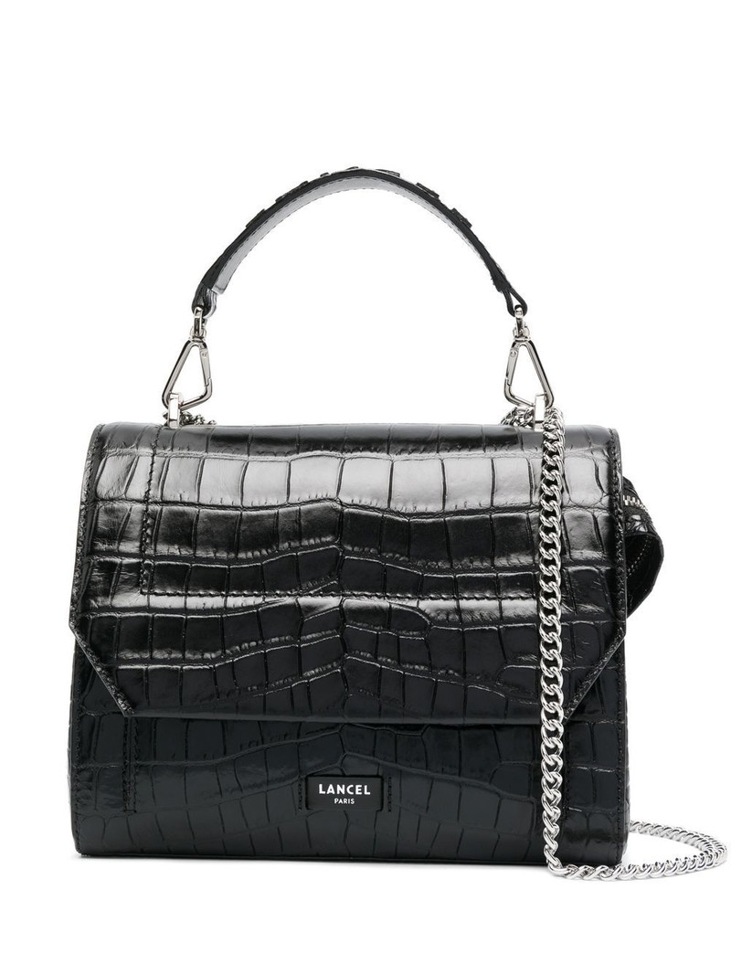 crocodile-embossed leather tote bag 1