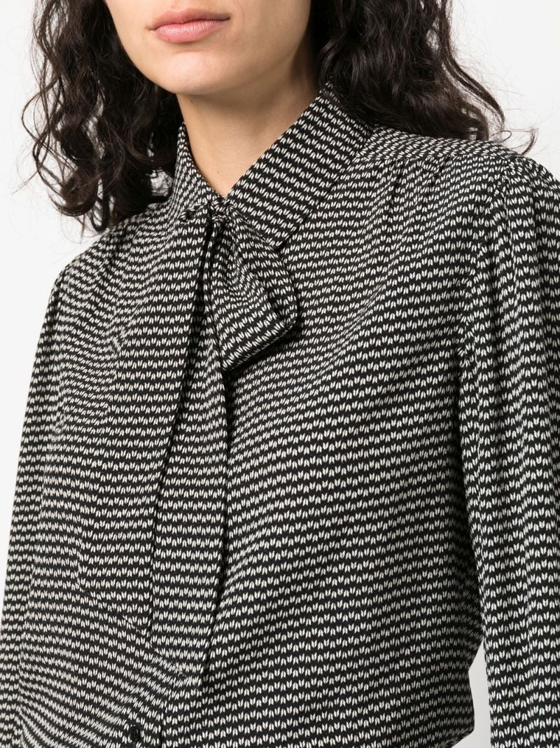 geometric-print pussy-bow shirt - 5