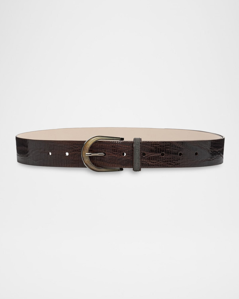 Lizard-Effect Leather Belt 1