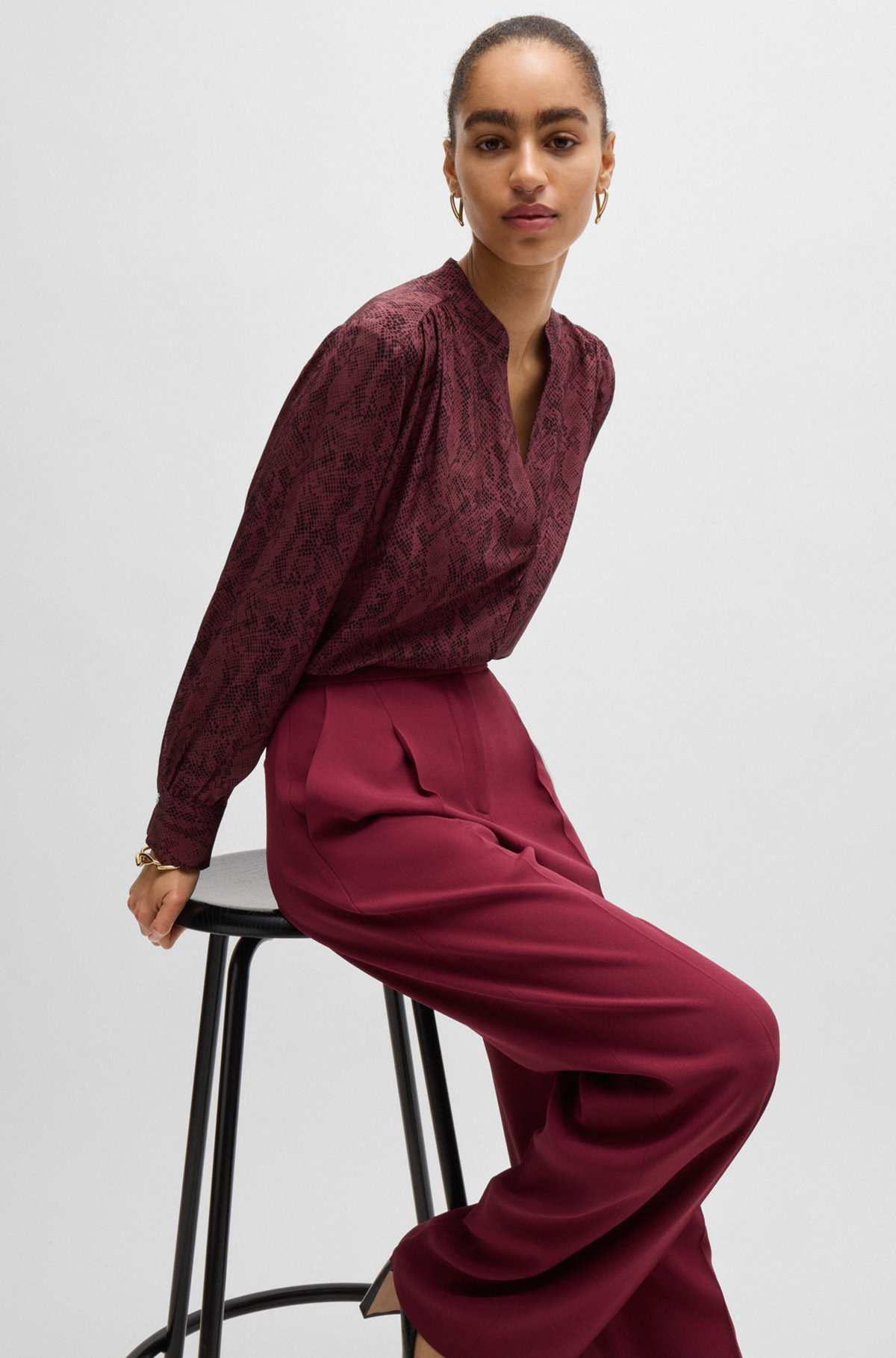 REGULAR-FIT BLOUSE IN SNAKE-PRINT SILK - 6