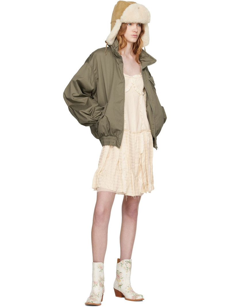 OPEN YY Off-White Flapper Pleats Midi Dress outlook