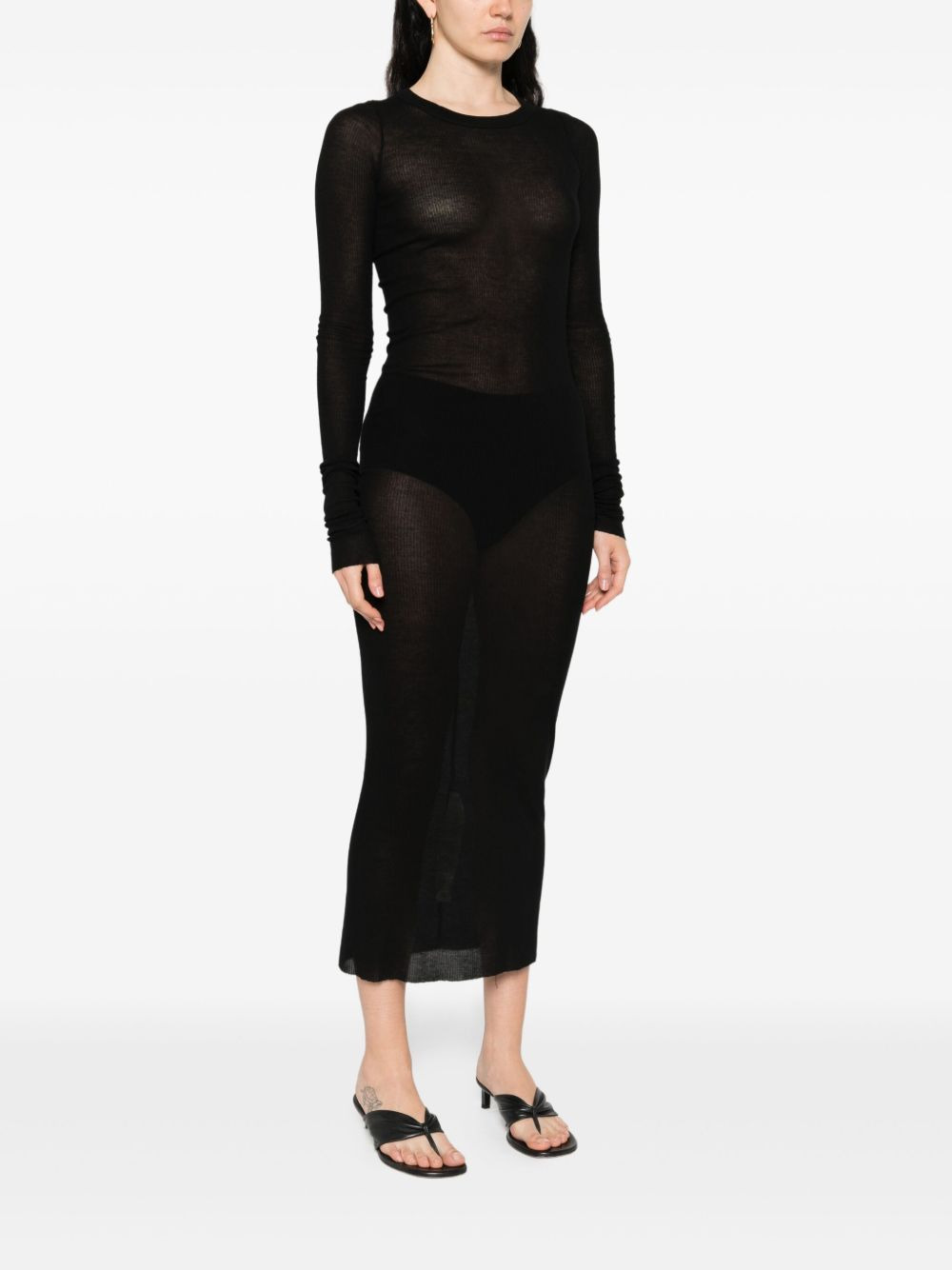 ribbed long-sleeve midi dress - 3