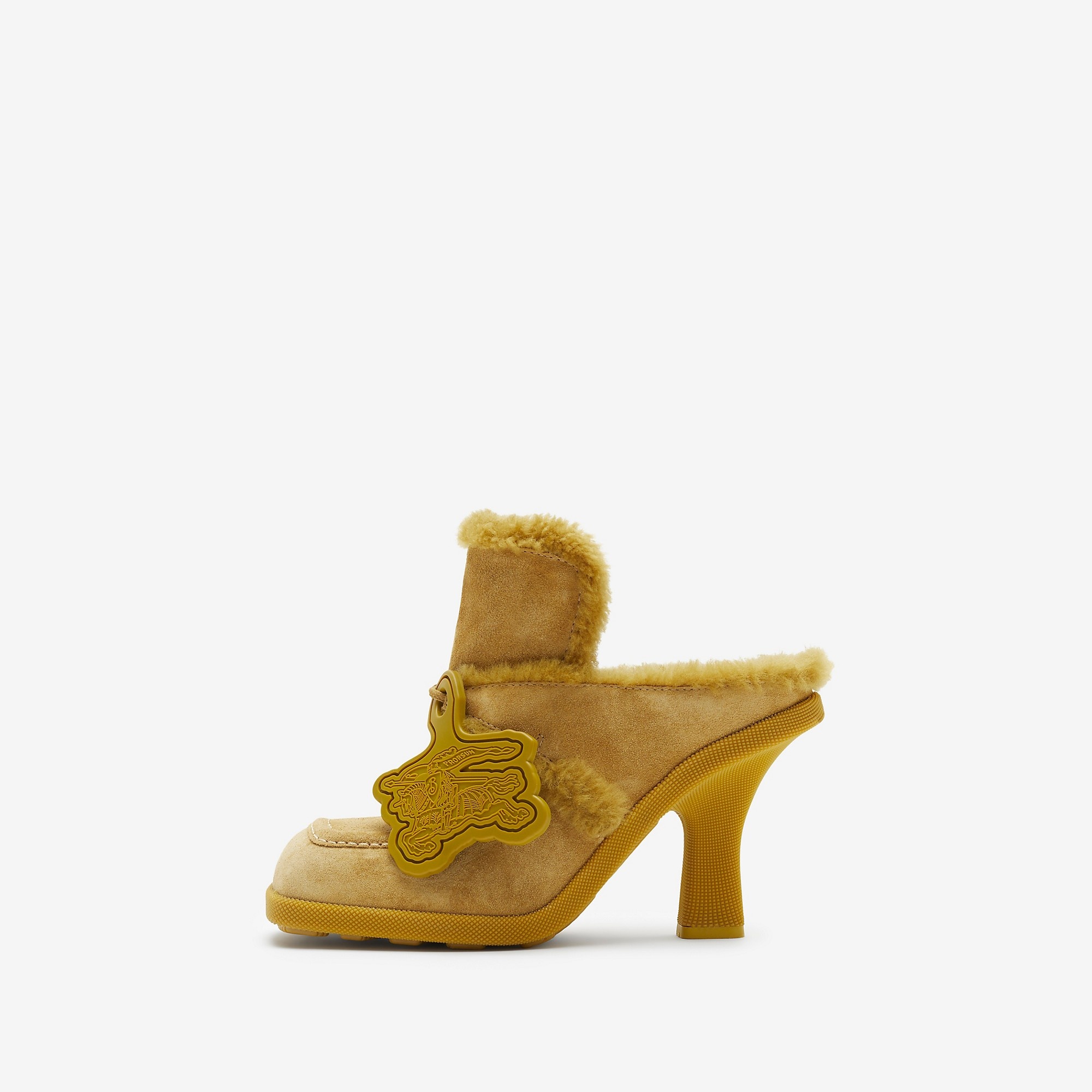 Burberry Suede and Shearling Highland Mules | REVERSIBLE
