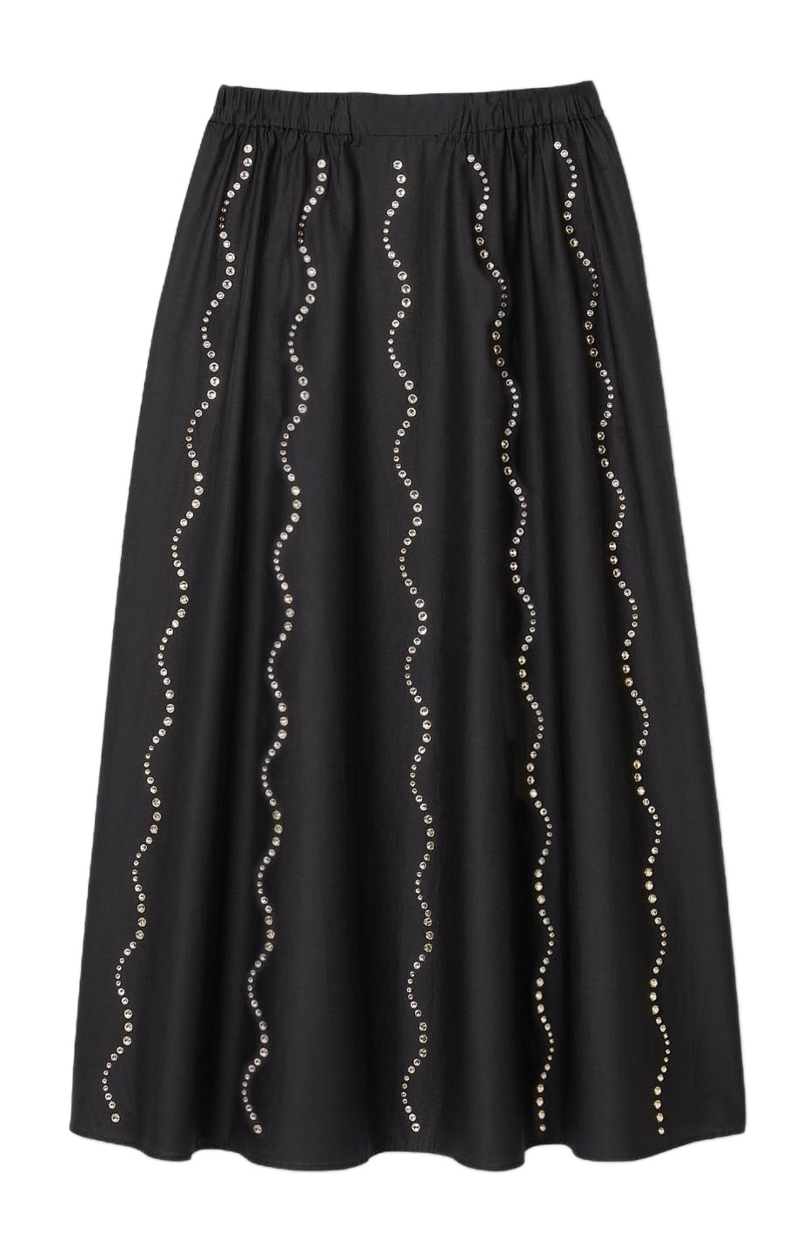 SANDRO Long rhinestone skirt in Black at Nordstrom - 5