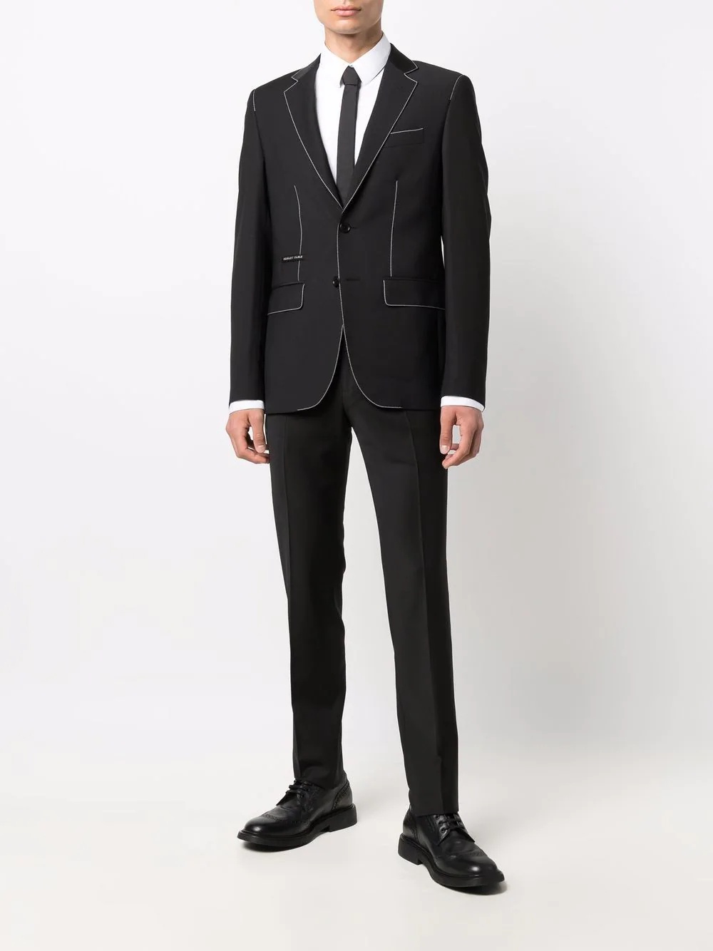 contrast-stitch single-breasted suit - 2