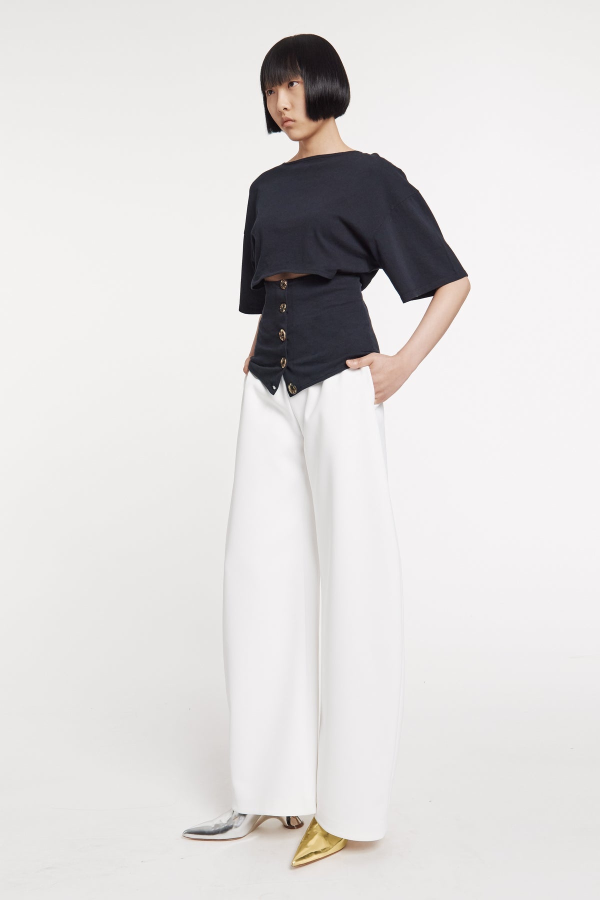 ROUNDED TAILORED TROUSERS WHITE - 3