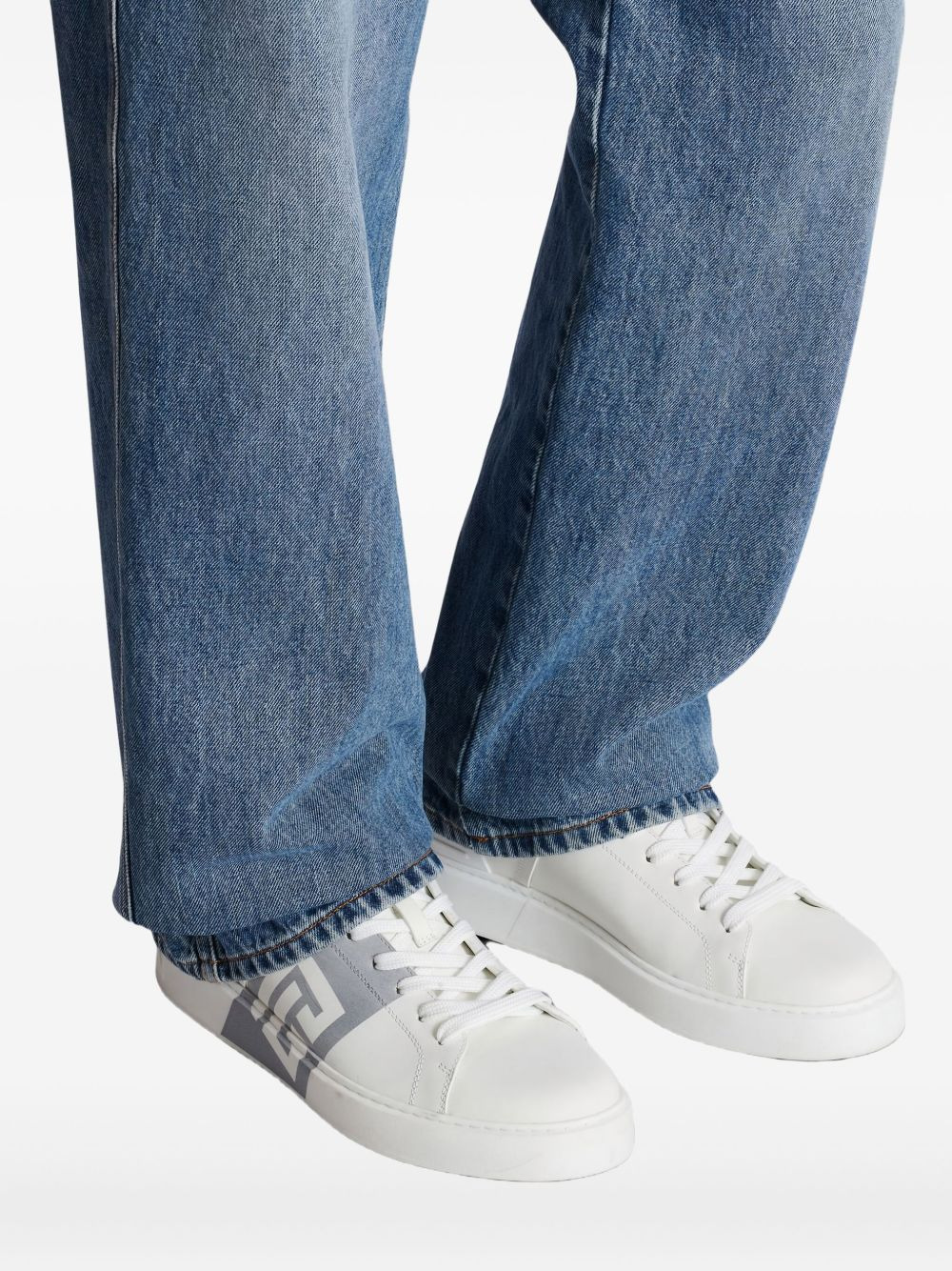 B-Court logo-detail calfskin sneakers - 5