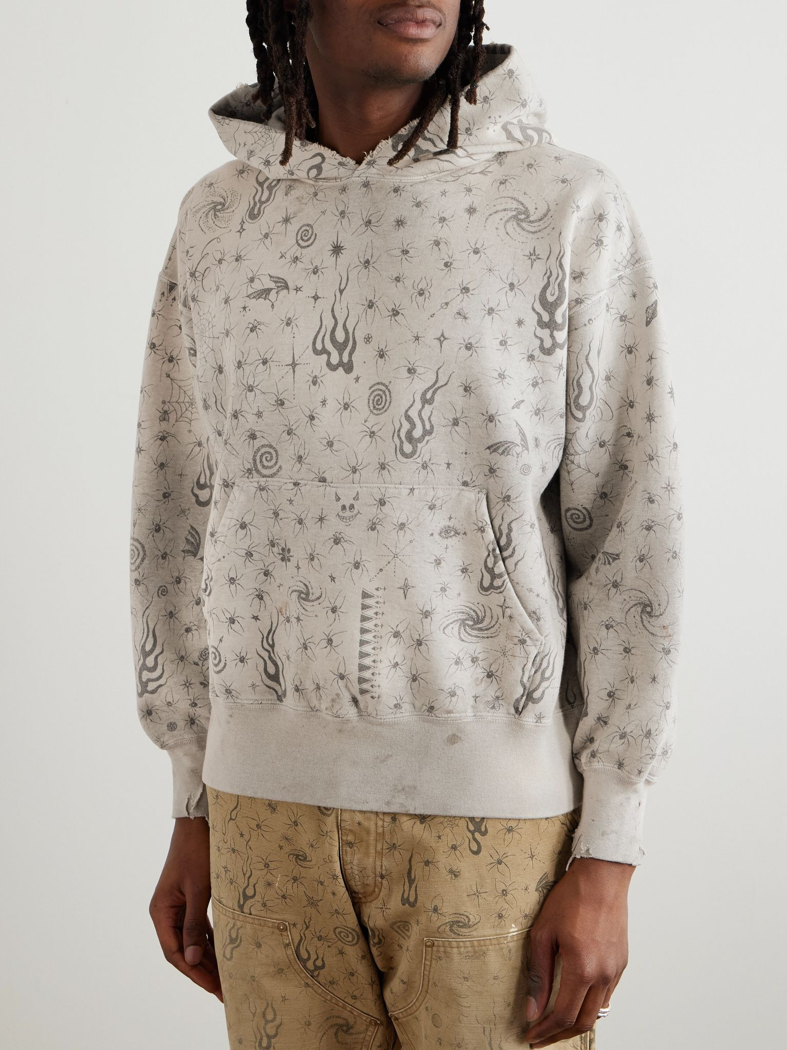 + Dr. Woo Distressed Printed Cotton-Jersey Sweatshirt Gray - 3