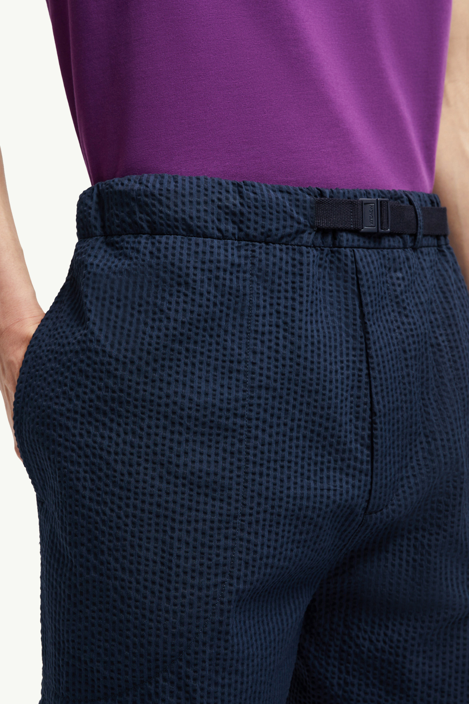 Belted Seersucker Shorts - 4