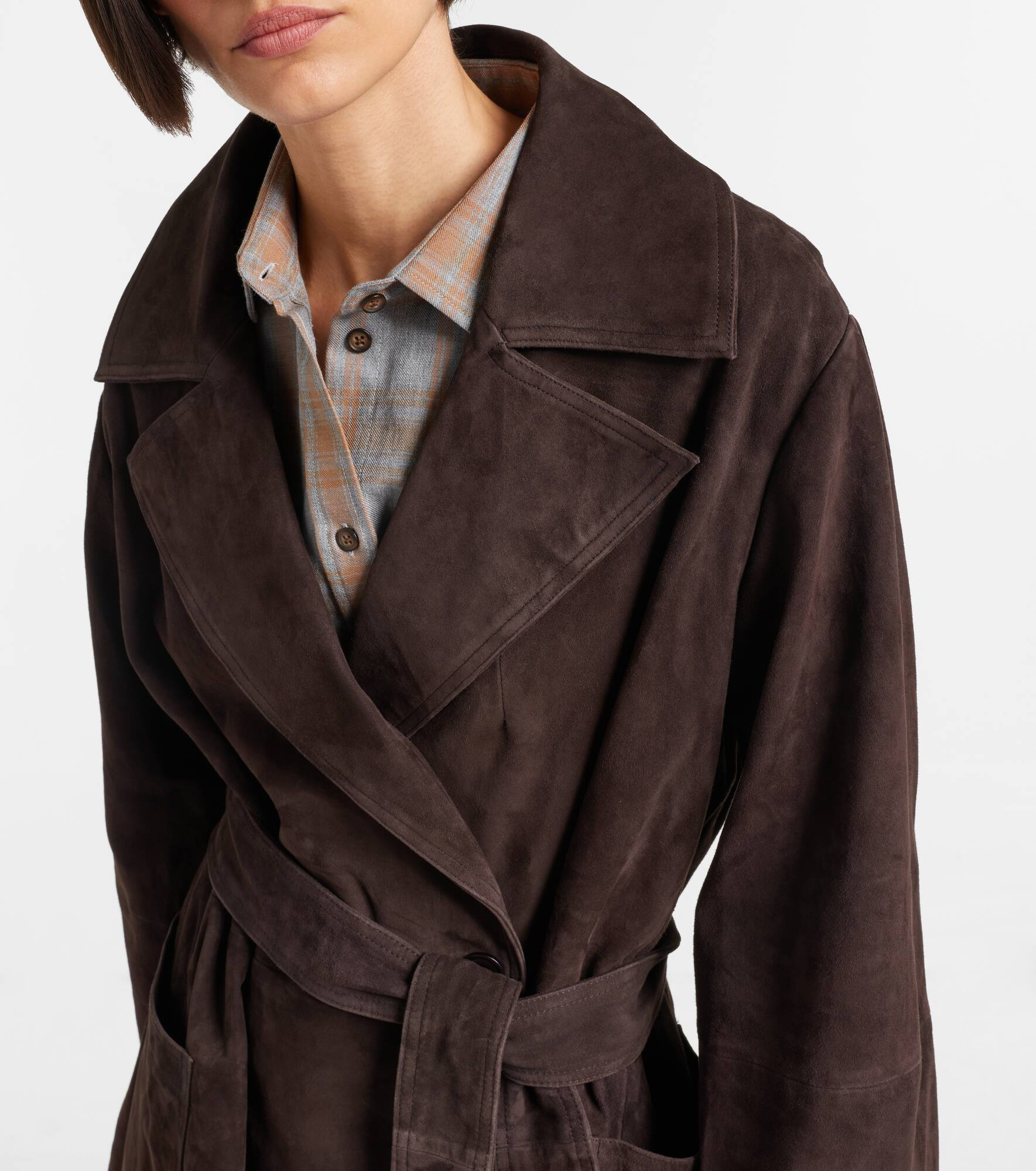 Belted suede wrap coat - 4