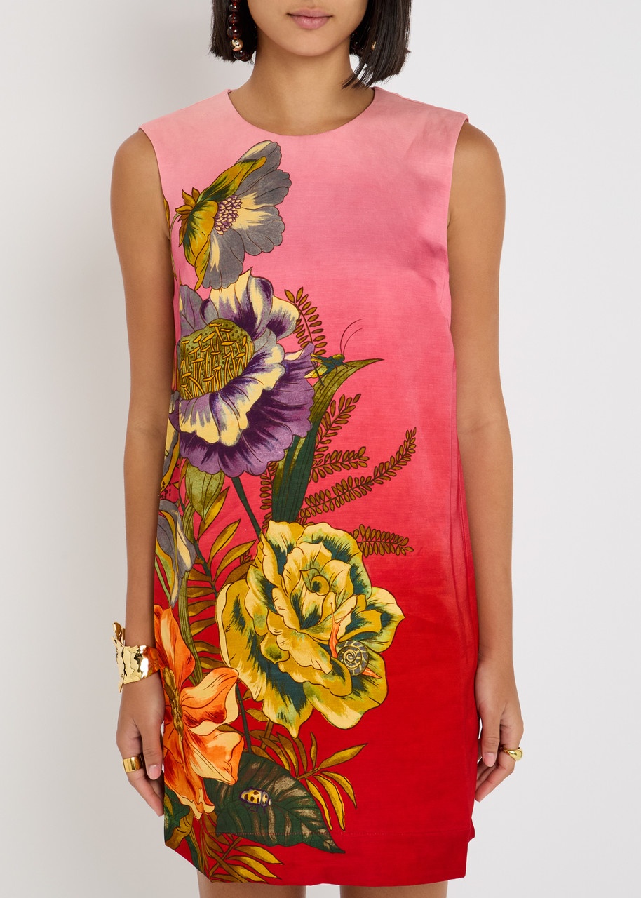 Alemais Inez Printed Flax-blend Mini Dress - 2