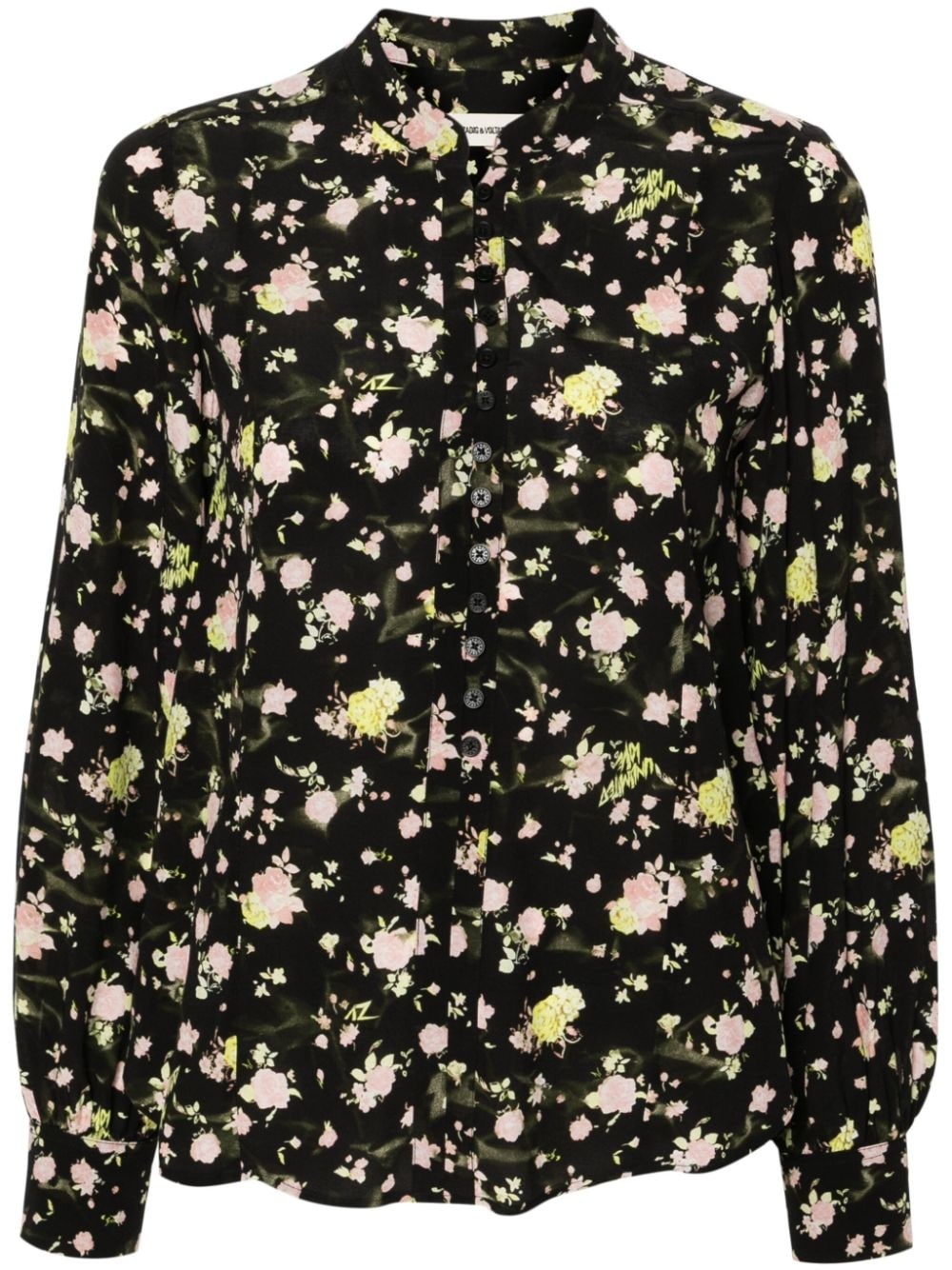 floral-print crepe blouse - 1