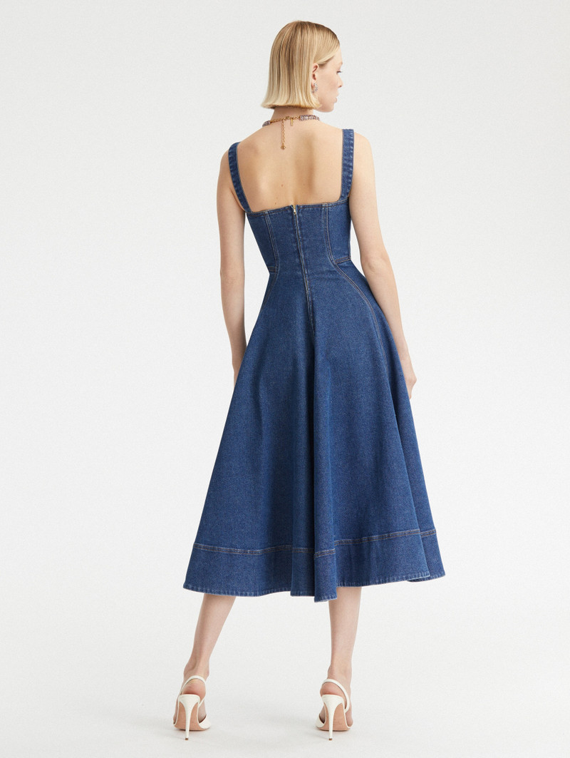 Oscar de la Renta SWEETHEART NECK DENIM DRESS outlook