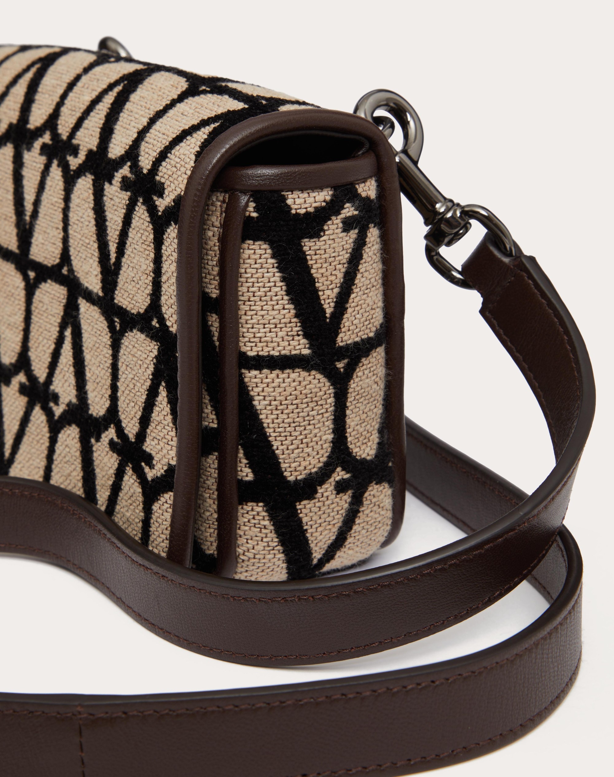 TOILE ICONOGRAPHE SHOULDER STRAP POUCH WITH LEATHER DETAILS - 8