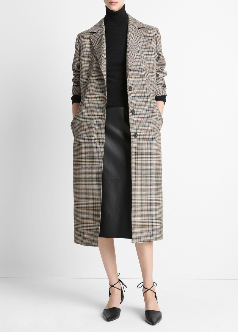 Pressed Plaid Wool-Blend Car Coat 1