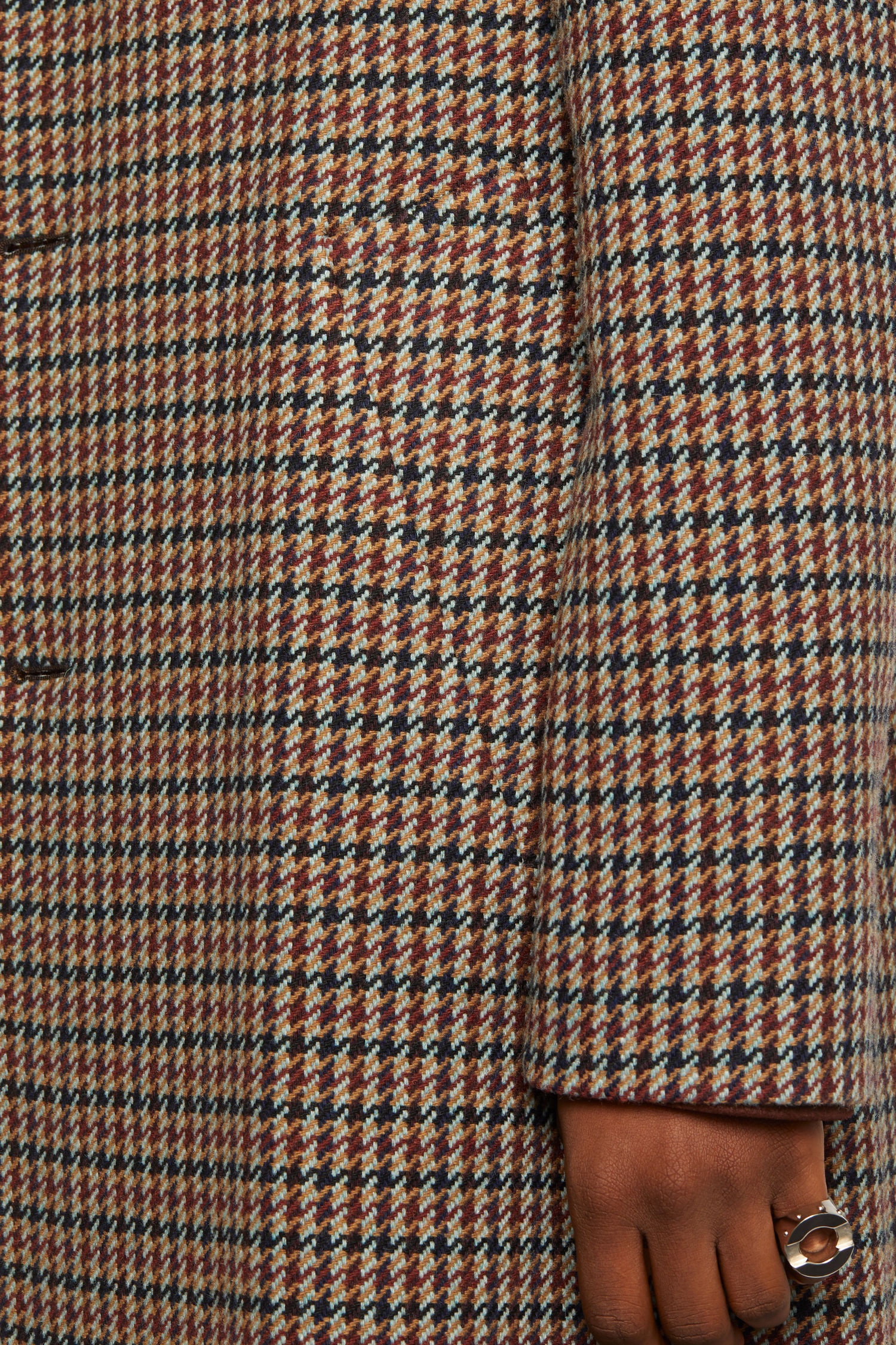 Houndstooth wool-blend coat burgundy/light blue - 6