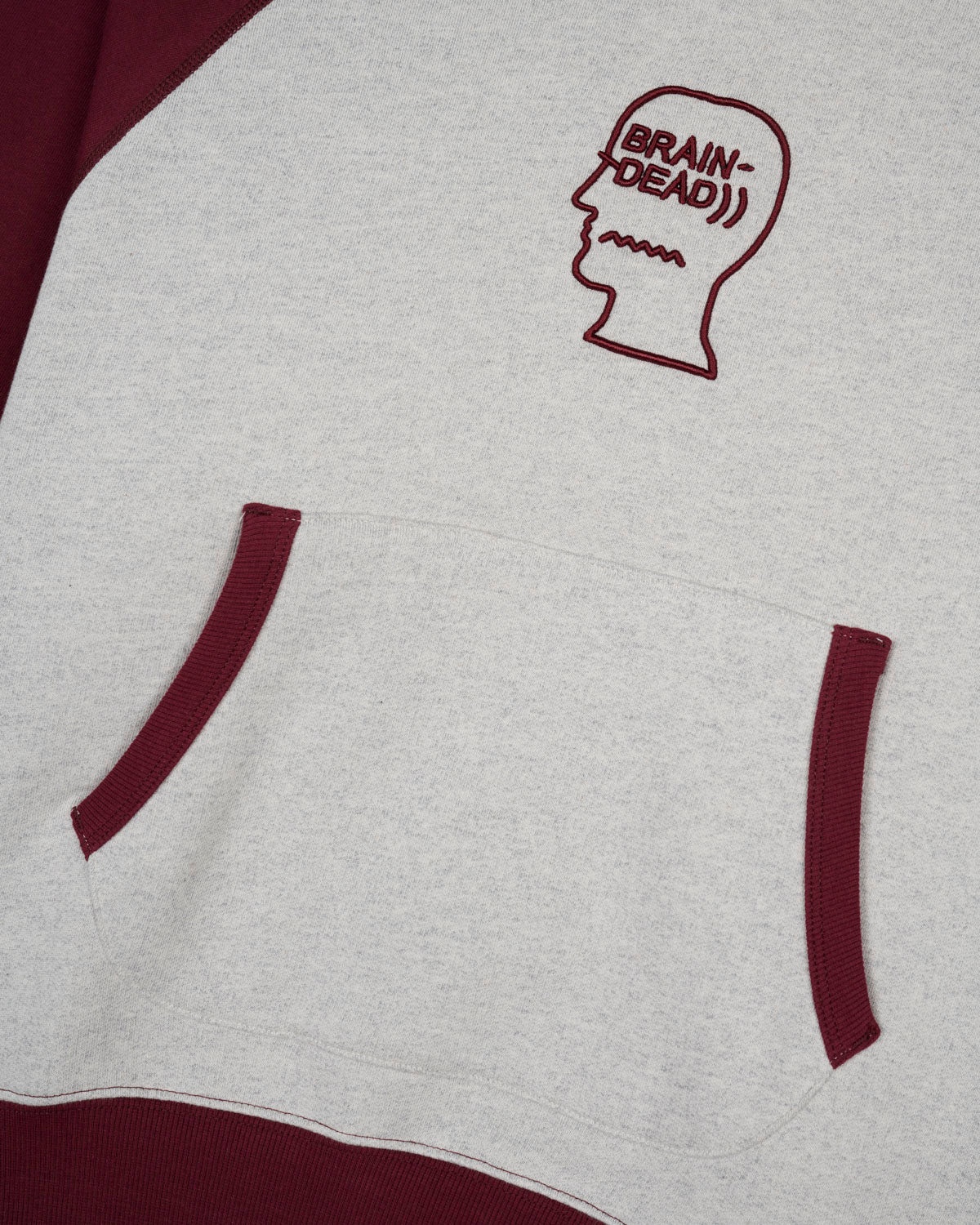 Fleece Logo Head Raglan Hoodie - Oatmeal Maroon - 3