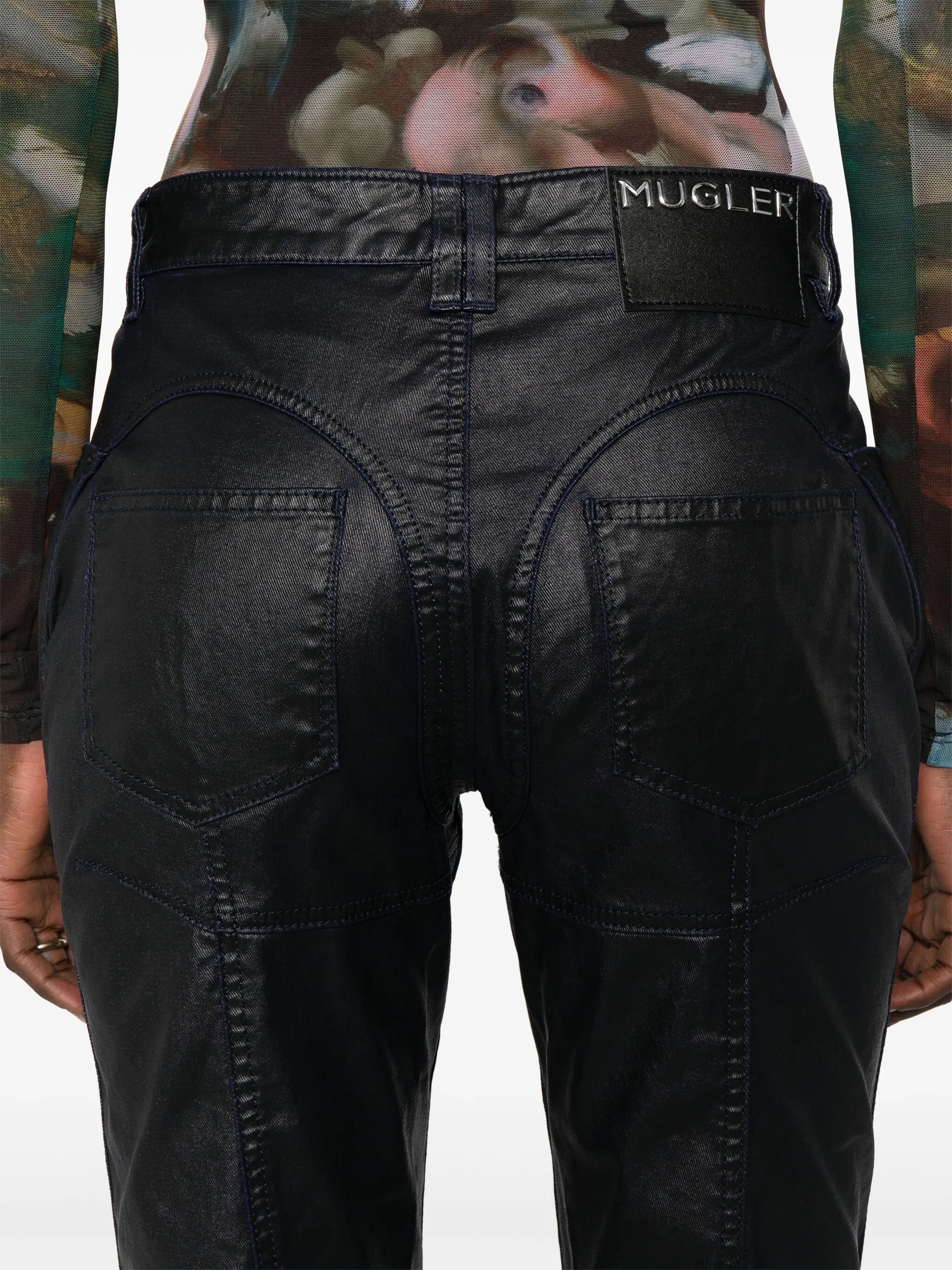 coated-finish trousers - 5