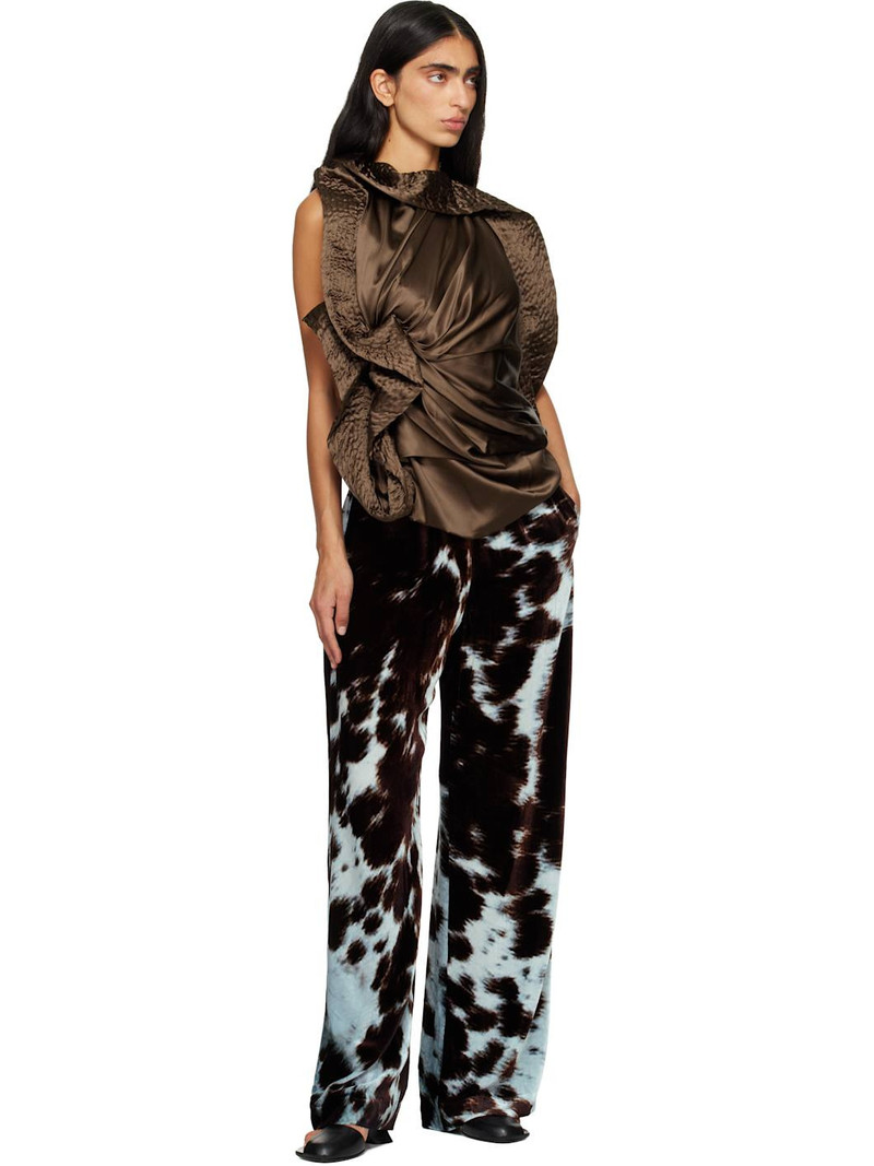 Dries Van Noten Brown Draped Silk Blouse outlook