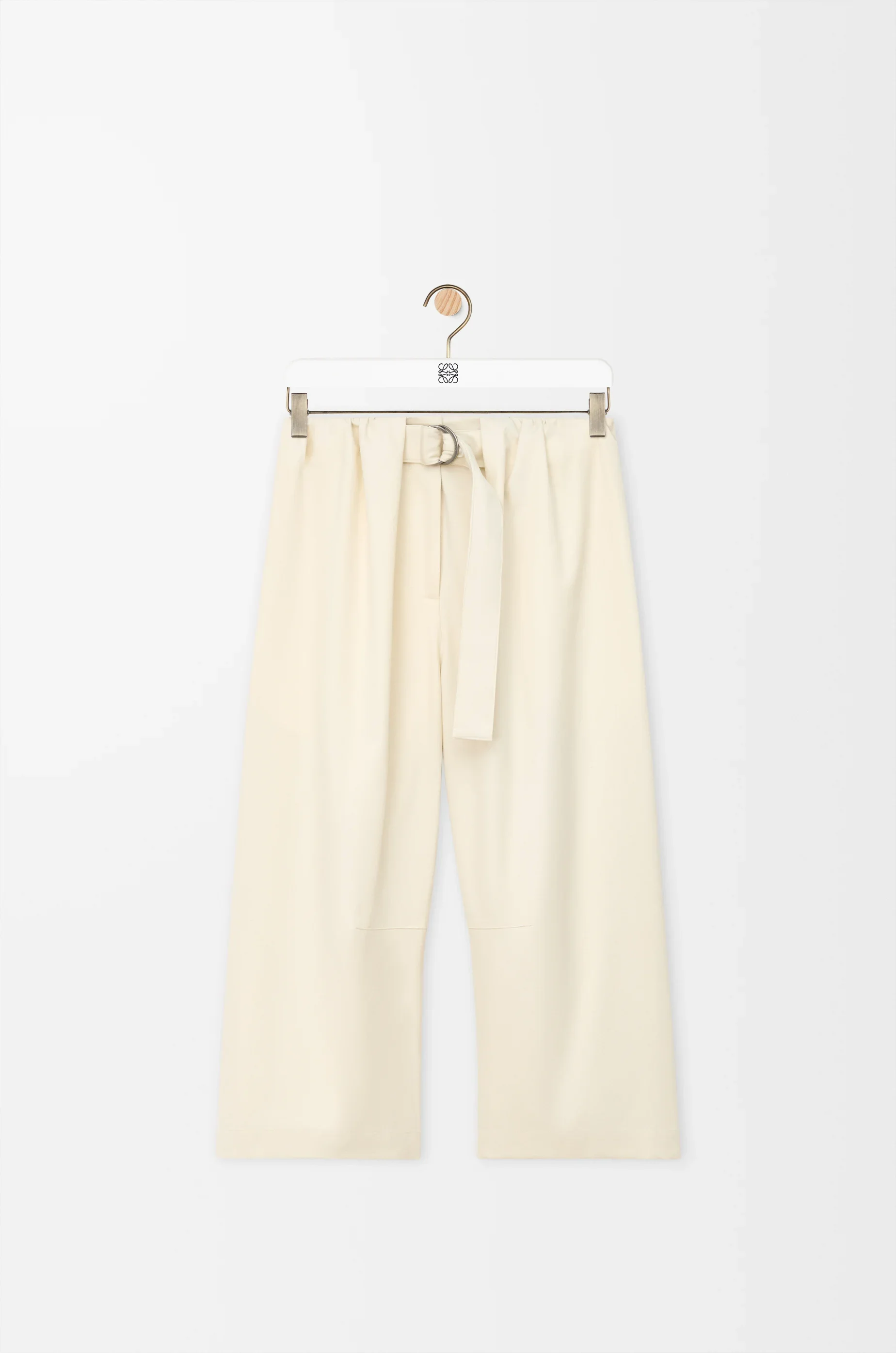 Cropped belted trousers in cotton and silk - 1