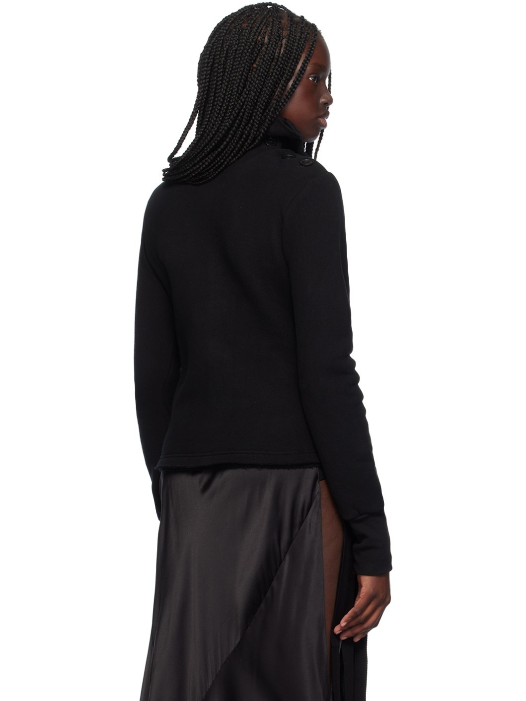 Black R-Back Side Button Turtleneck - 3