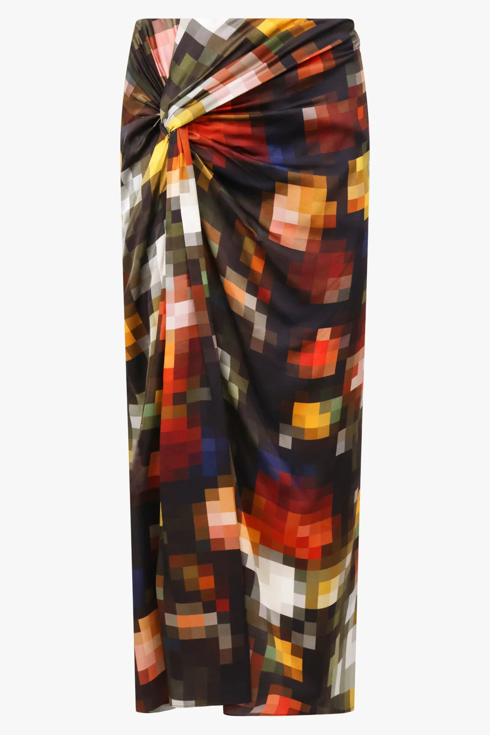 SUMA PIXEL FLORAL TIE MIDI SKIRT | BLACK/MULTI - 1