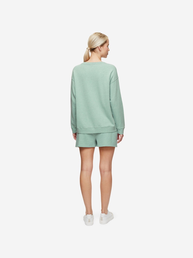 Women's Sweat Shorts Quinn Cotton Modal Soft Green Heather - 7