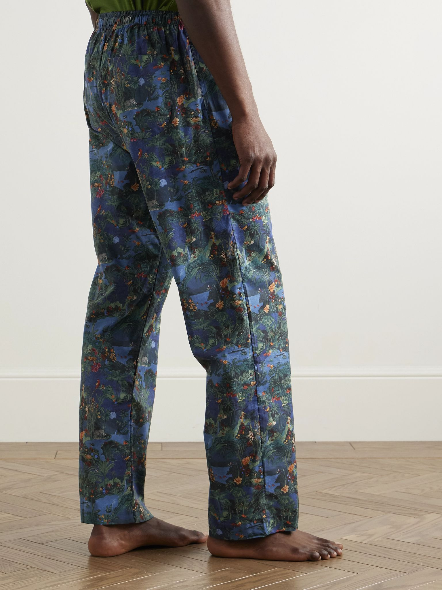 Printed Cotton-Batiste Pyjama Trousers Blue - 4