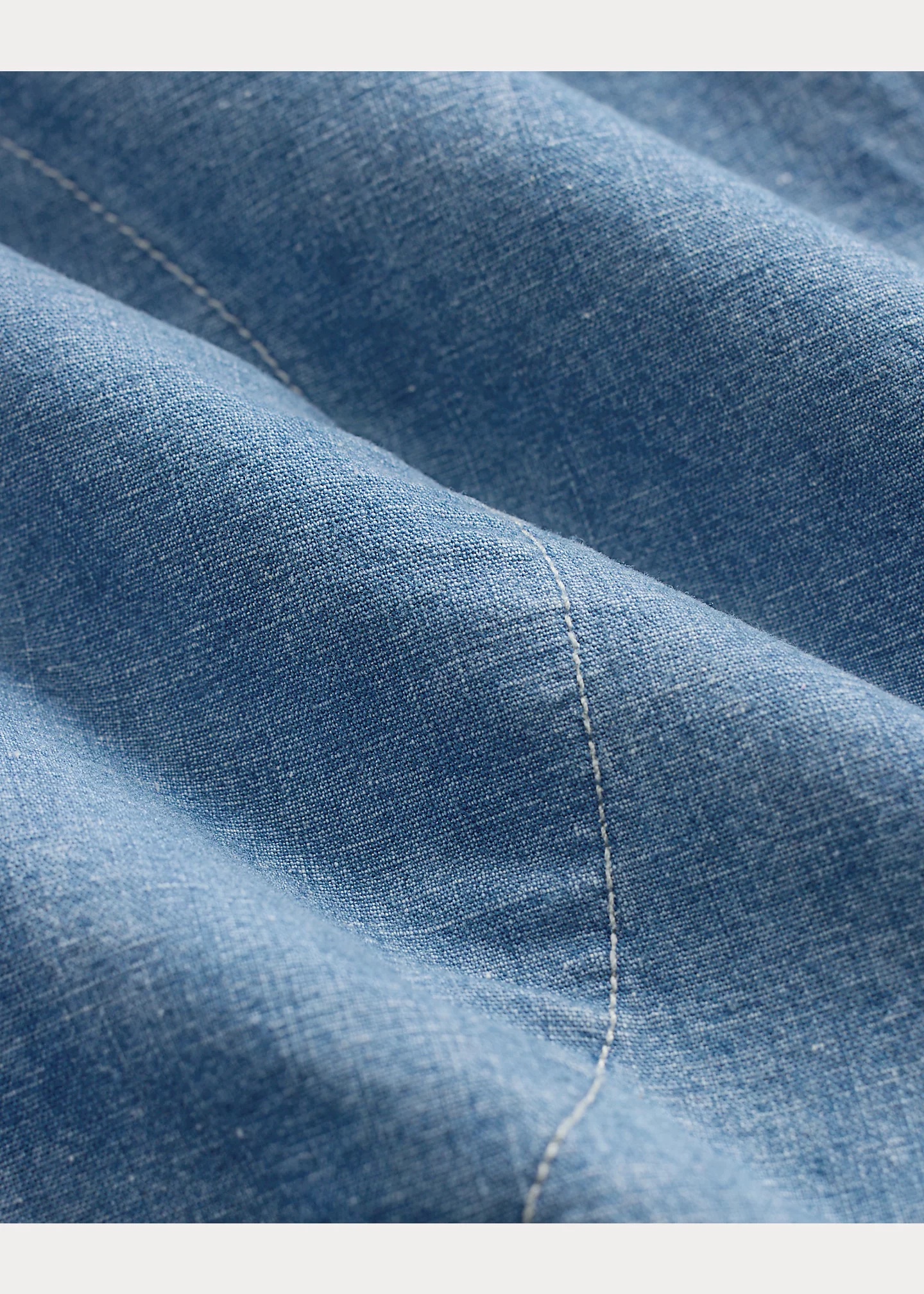 Indigo Cotton-Linen Chambray Short - 4