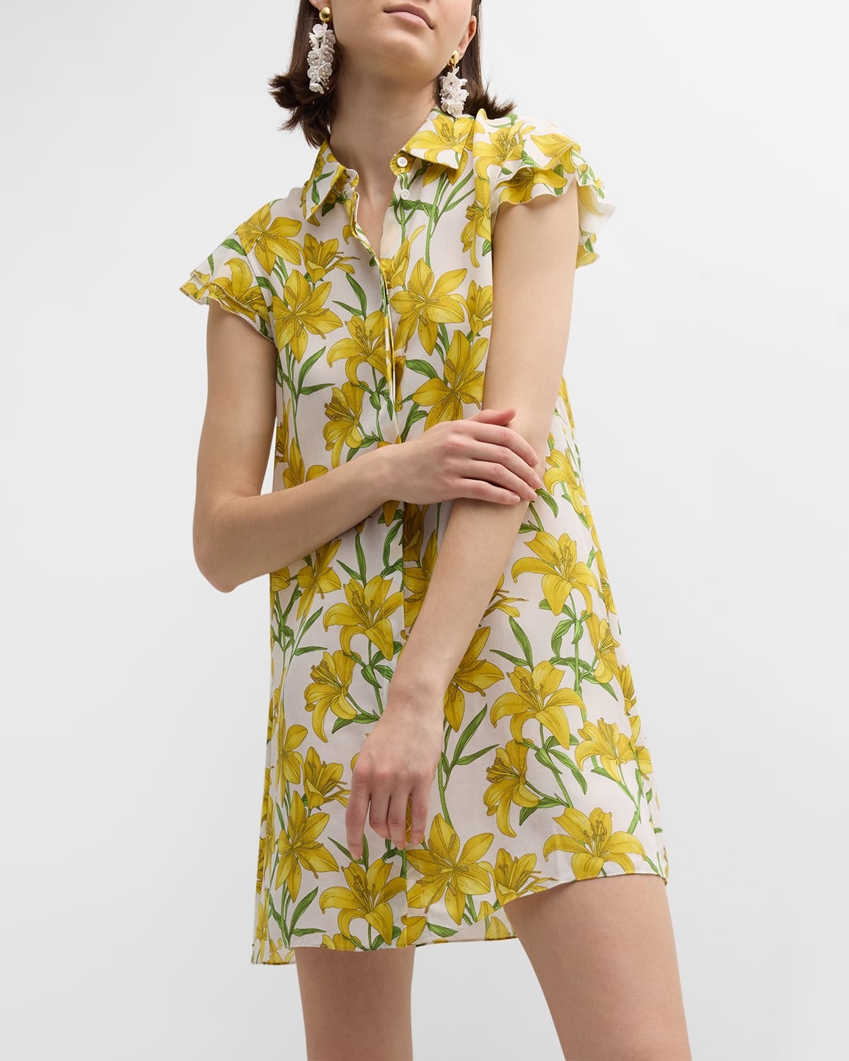 Floral Jem Ruffle-Sleeve Mini Shirtdress - 7