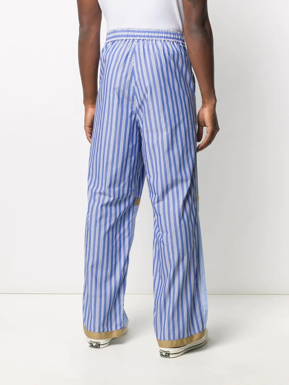 panelled striped trousers - 4