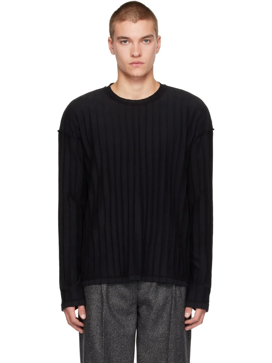Black Round Neck Sweater - 1