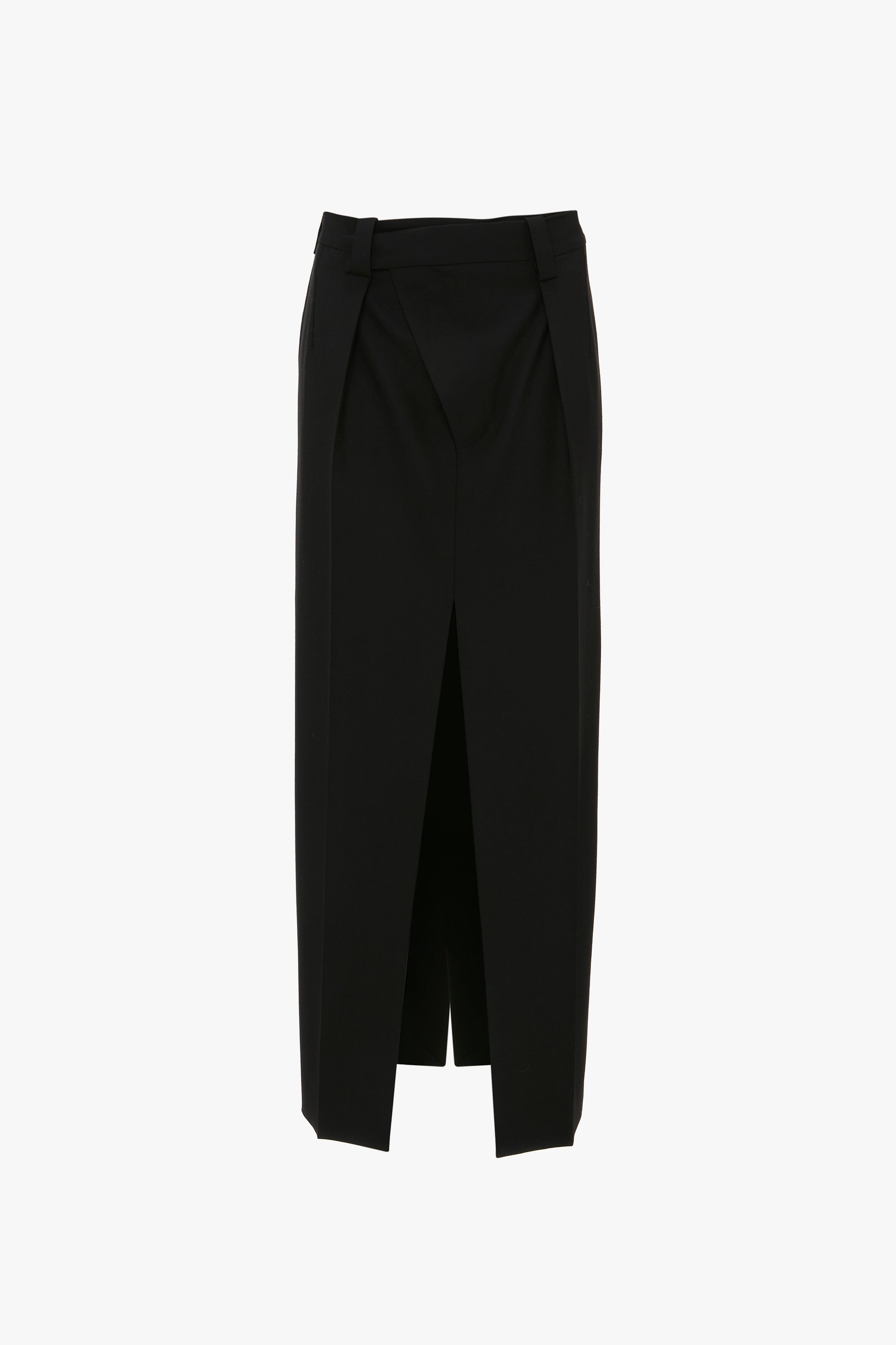 Wrap Front Tailored Skirt In Black - 1