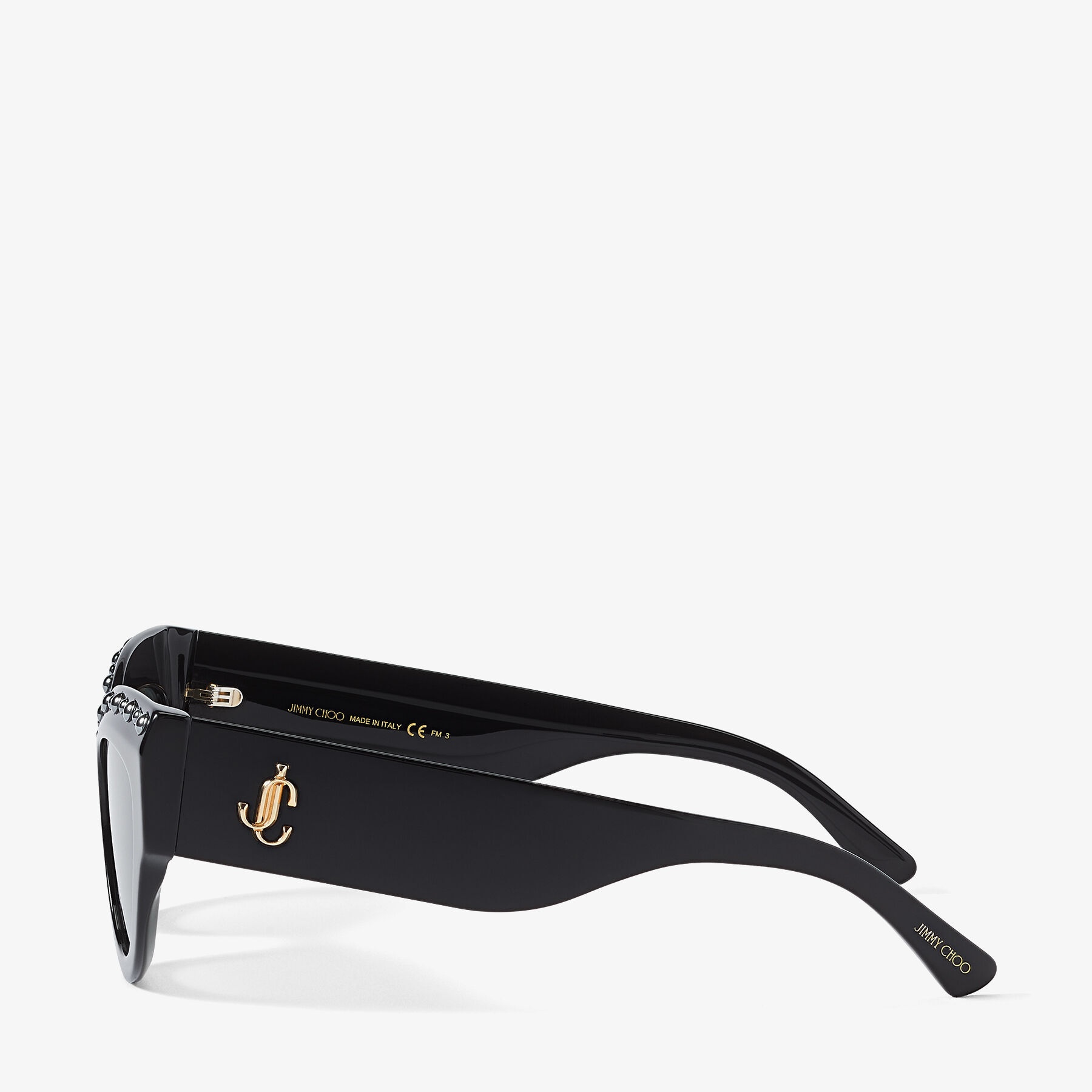 Sonja
Black Cat-Eye Sunglasses with Jet Black Pearls - 2