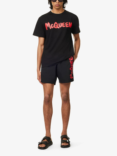 Alexander McQueen Graffiti-print regular-fit woven shorts outlook
