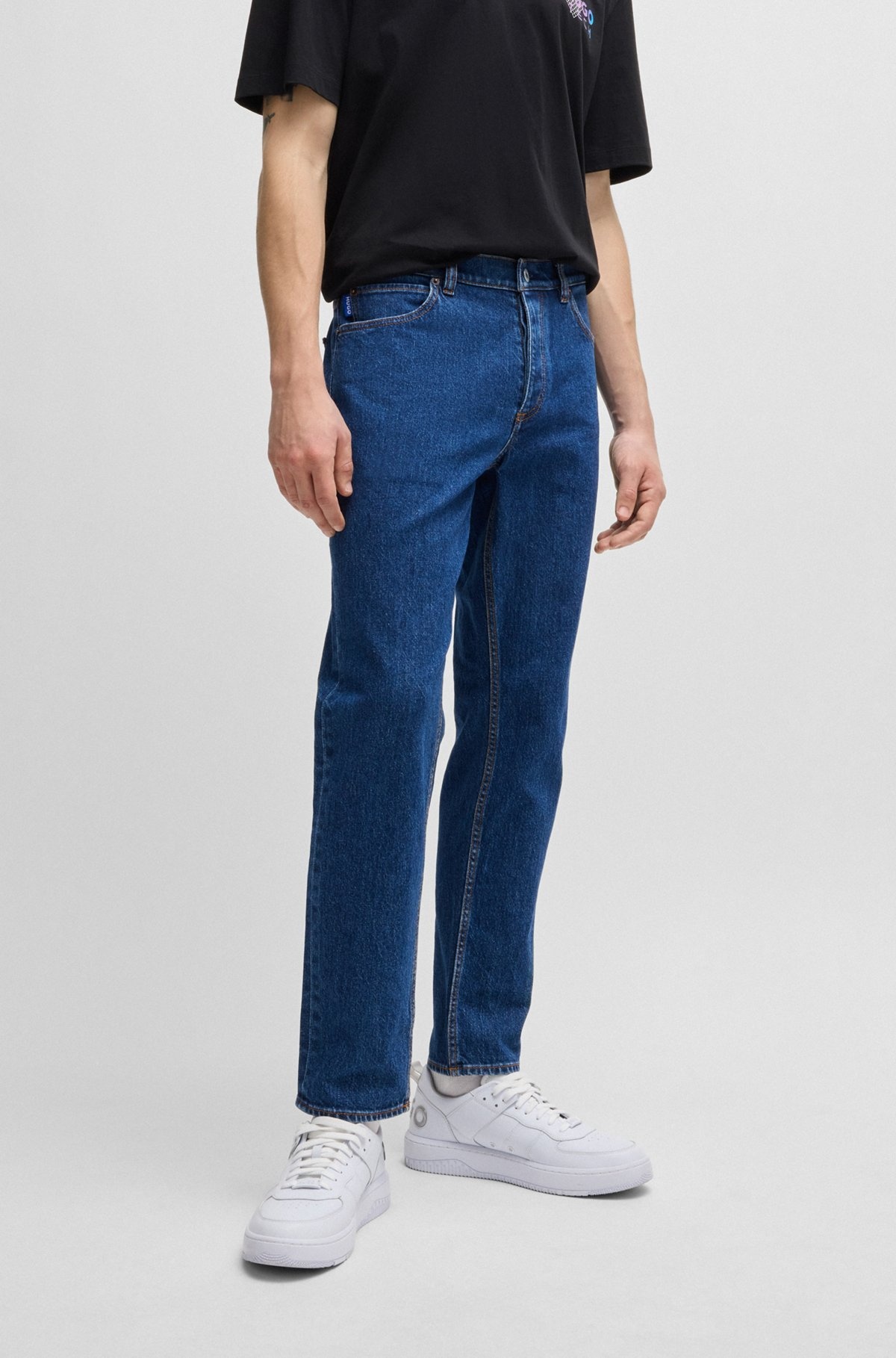 TAPERED-FIT JEANS IN BLUE STRETCH DENIM - 2