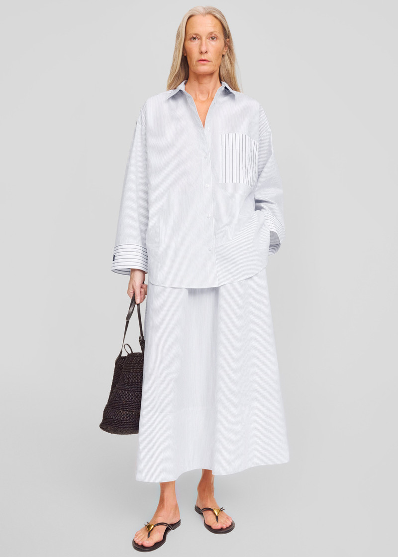 By Malene Birger Derris Shirt - White/Black Mix Stripe 8